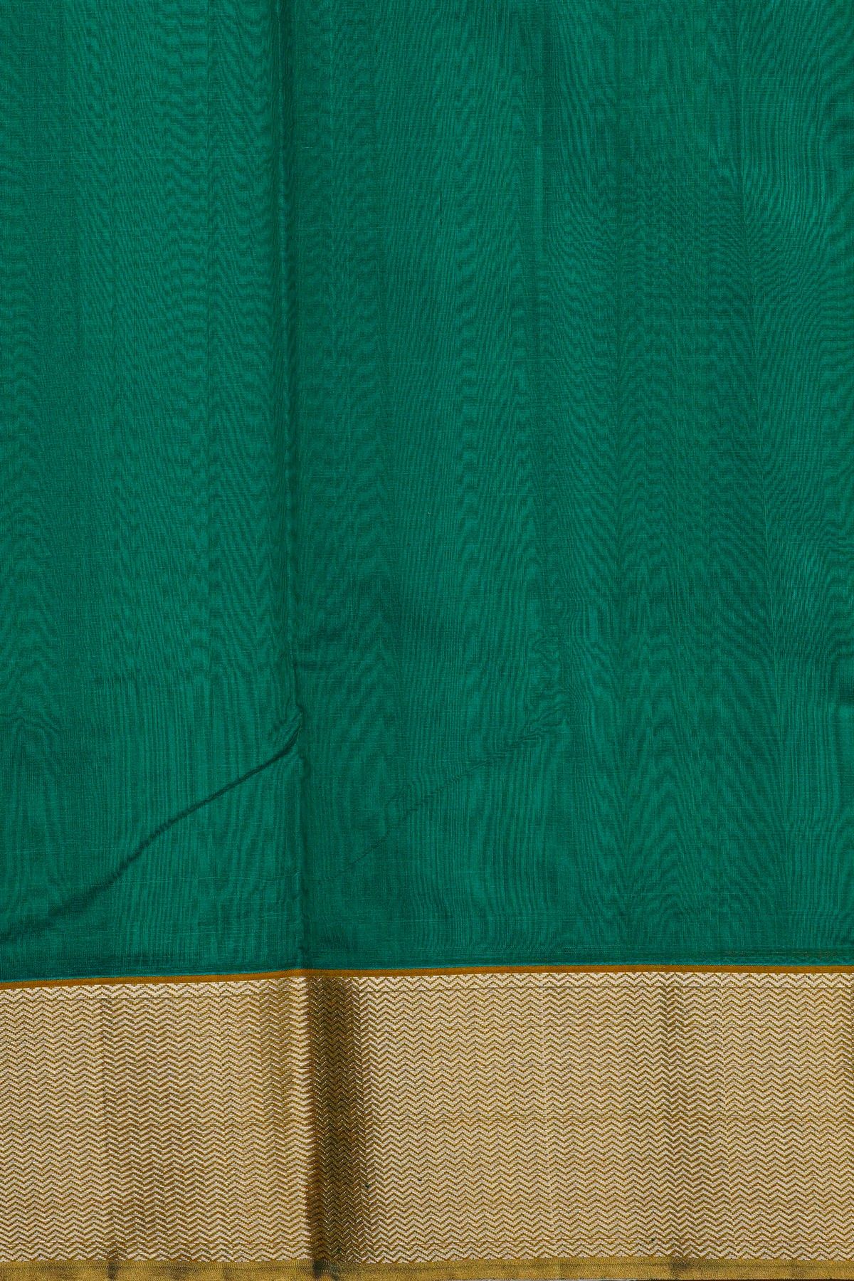 Chanderi Silk Rama Green Saree With Meenakari Floral Buttis