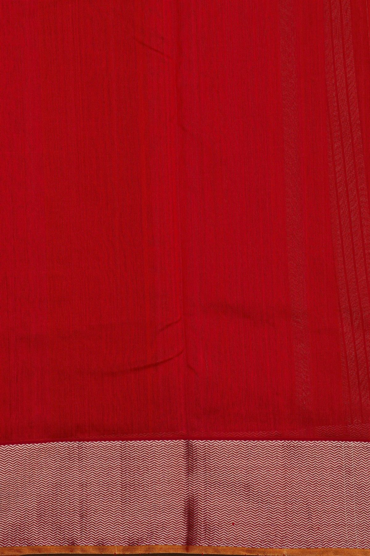 Chanderi Silk Red Saree With Meenakari Zari Buttis