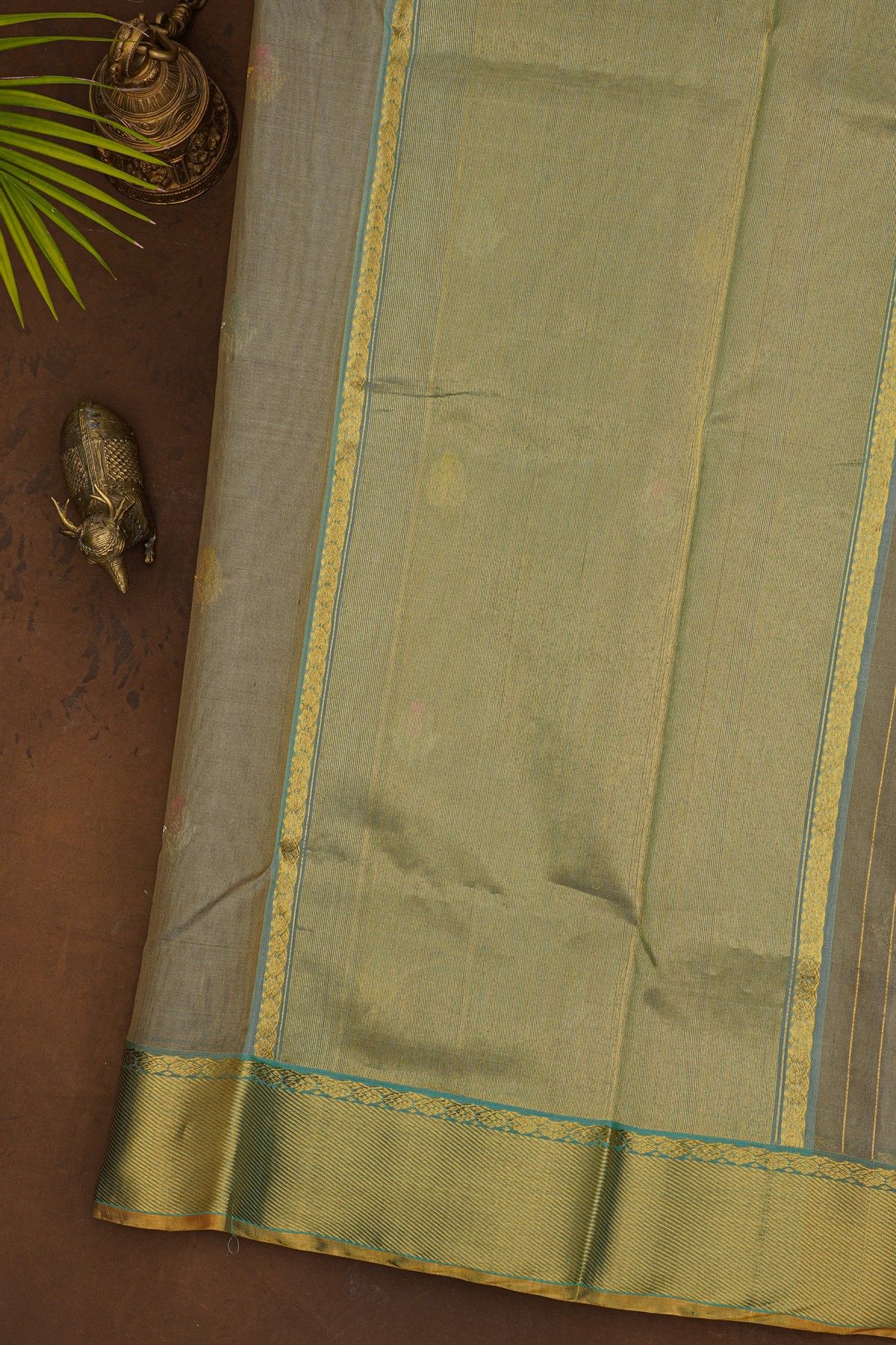 Chanderi Silk Beige Saree With Meenakari Zari Buttis