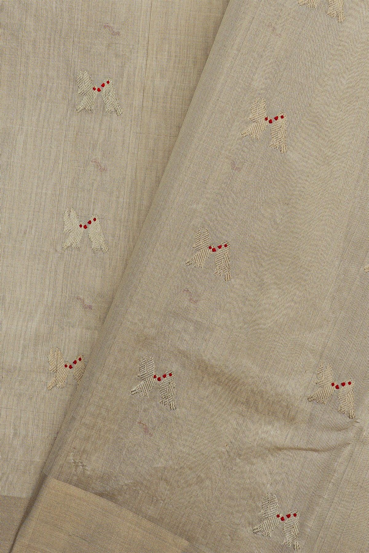 Chanderi Silk Silver Saree With Kaddi Border