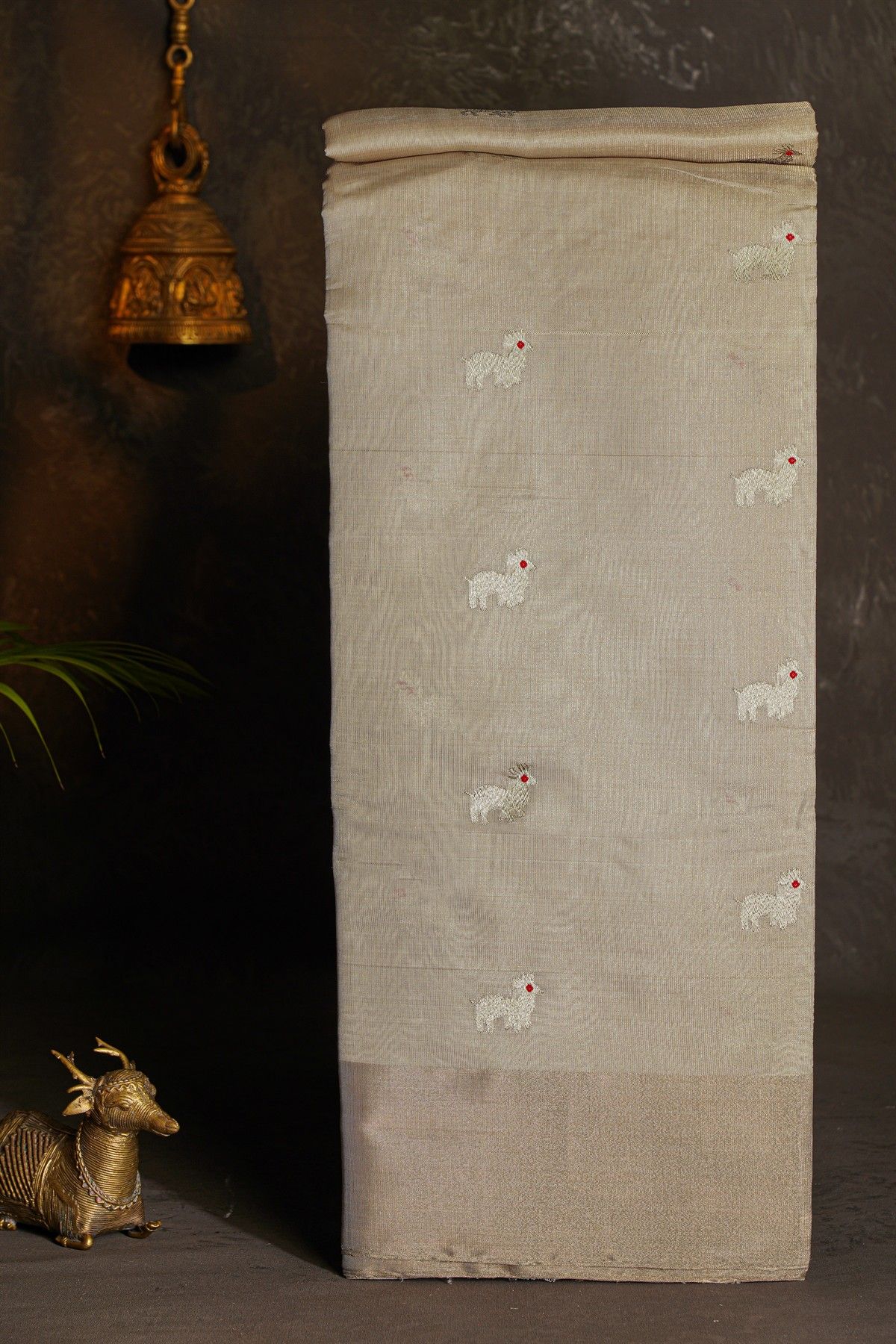 Chanderi Silk Off White Saree With Kaddi Border
