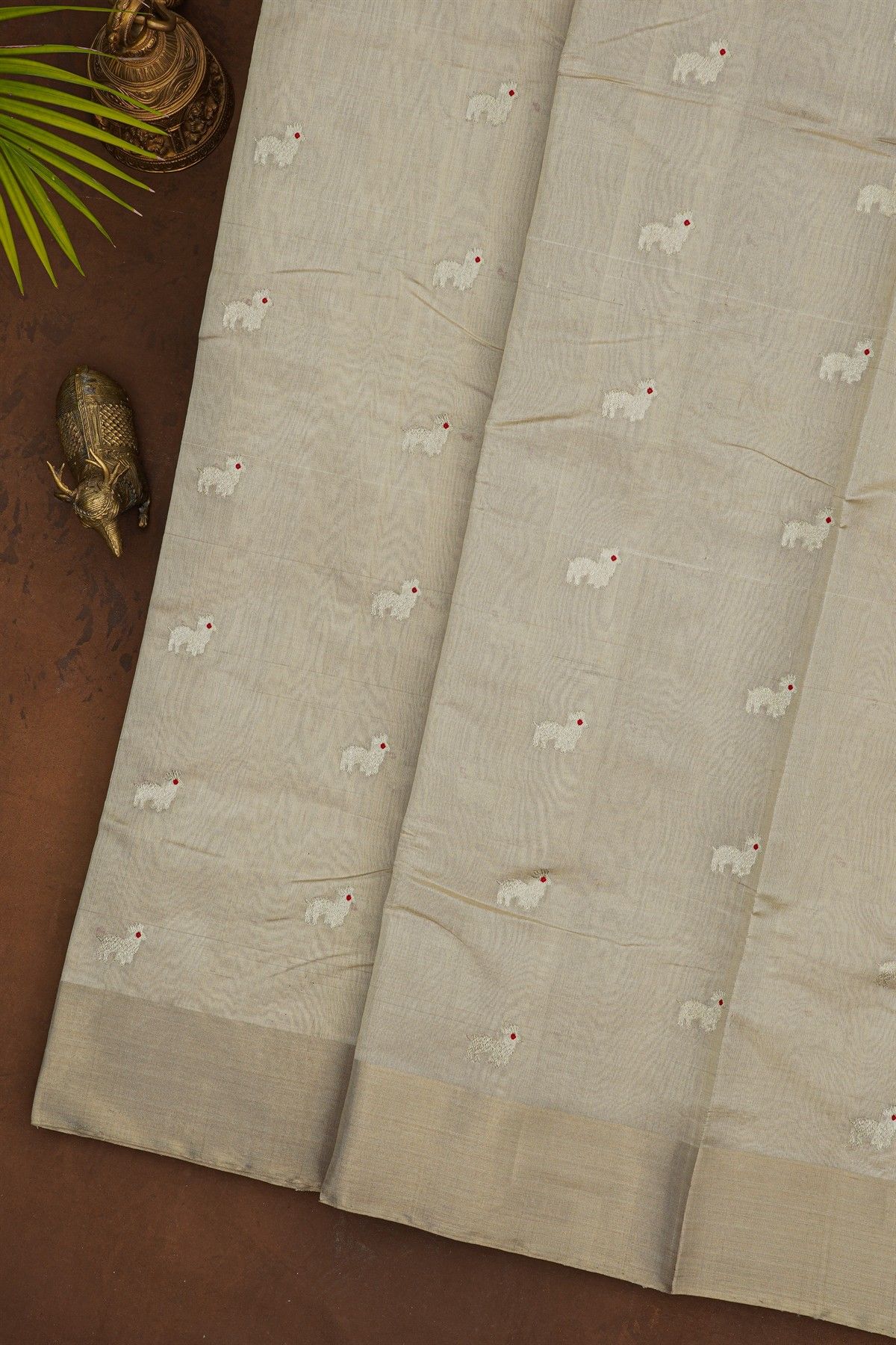 Chanderi Silk Off White Saree With Kaddi Border