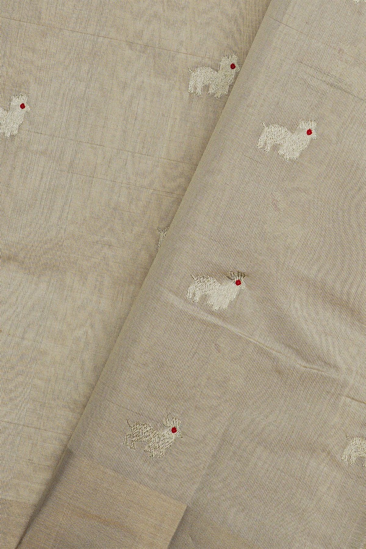 Chanderi Silk Off White Saree With Kaddi Border