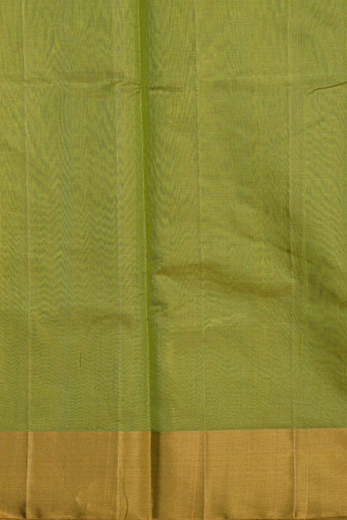 Chanderi Silk Green Saree With Meenakari Zari Buttis Kaddi Border