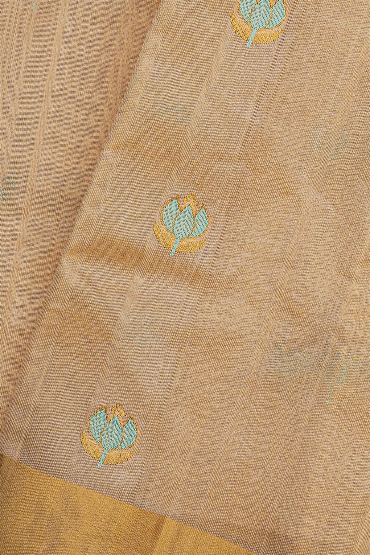 Chanderi Silk Cream Saree With Meenakari Zari Buttis And Kaddi Border