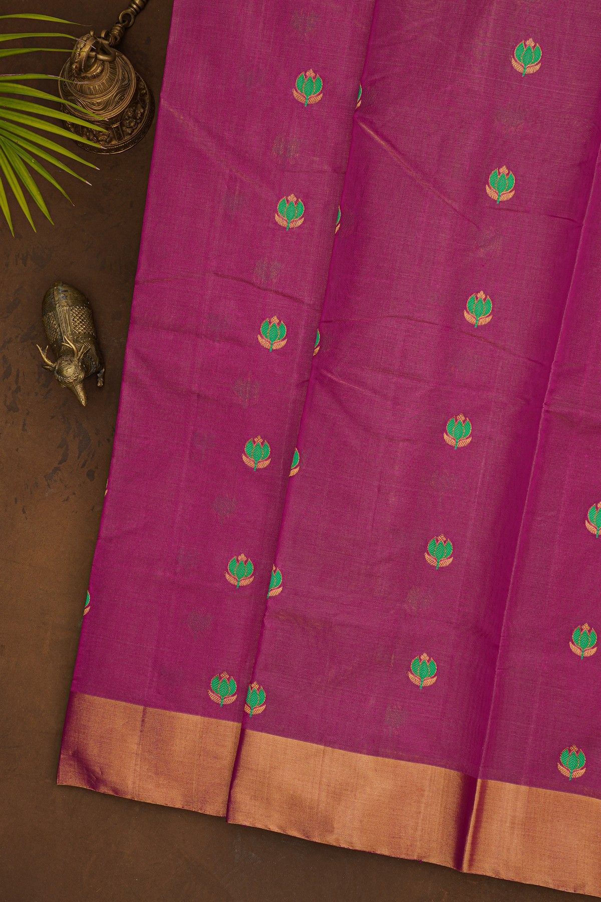 Chanderi Silk Purple Saree With Meenakari Floral Zari Buttis And Kaddi Border