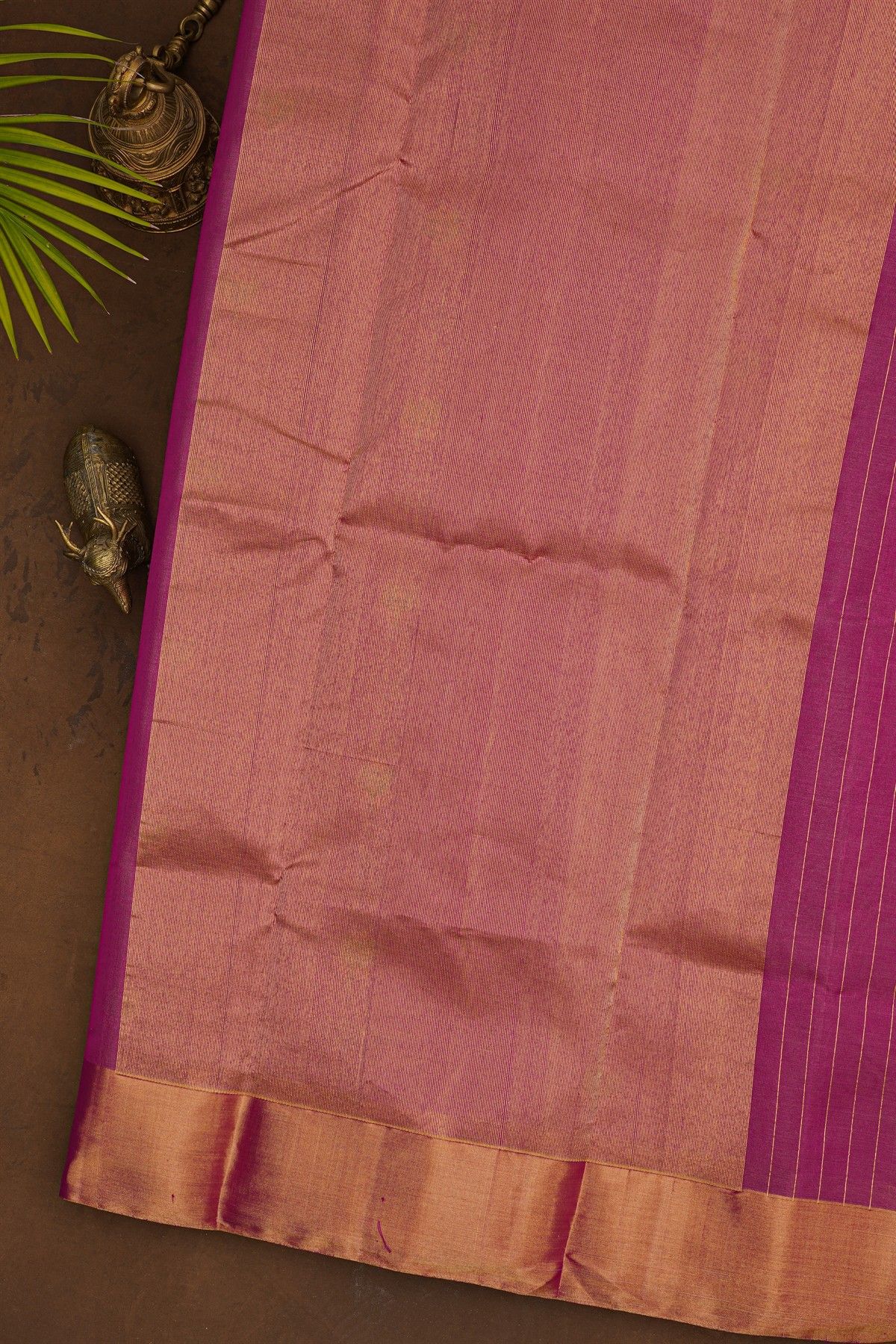 Chanderi Silk Purple Saree With Meenakari Floral Zari Buttis And Kaddi Border