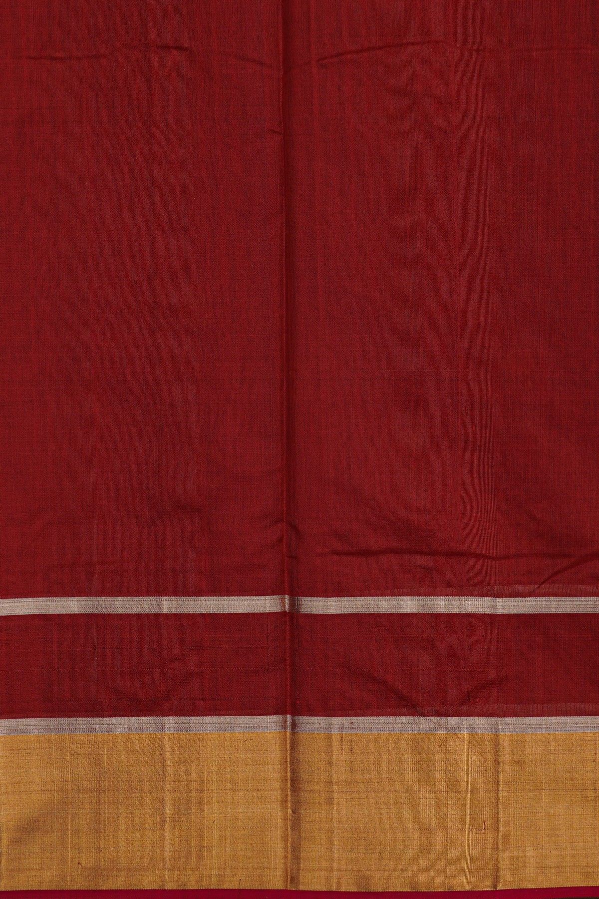Chanderi Silk Maroon Saree With Kaddi Border