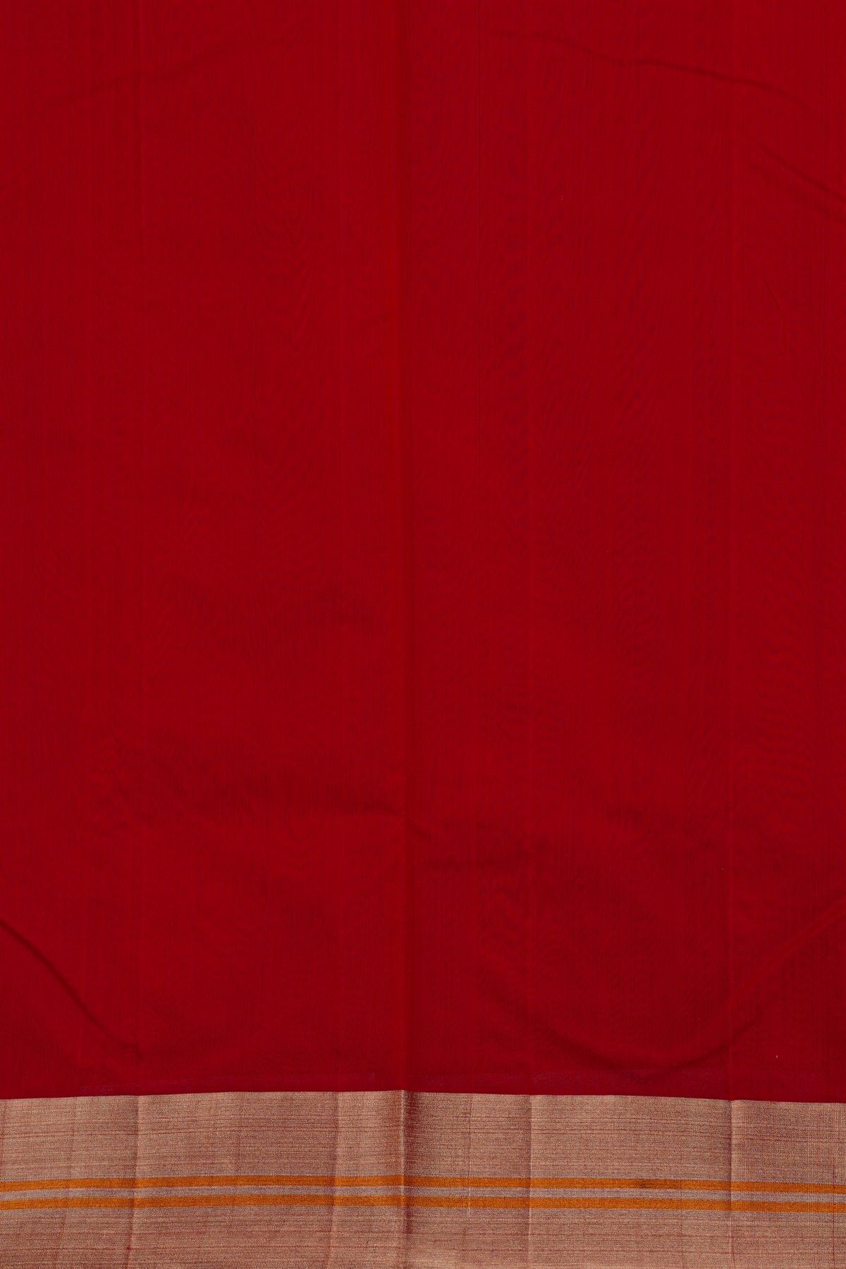 Chanderi Silk Red Saree With Kaddi Border