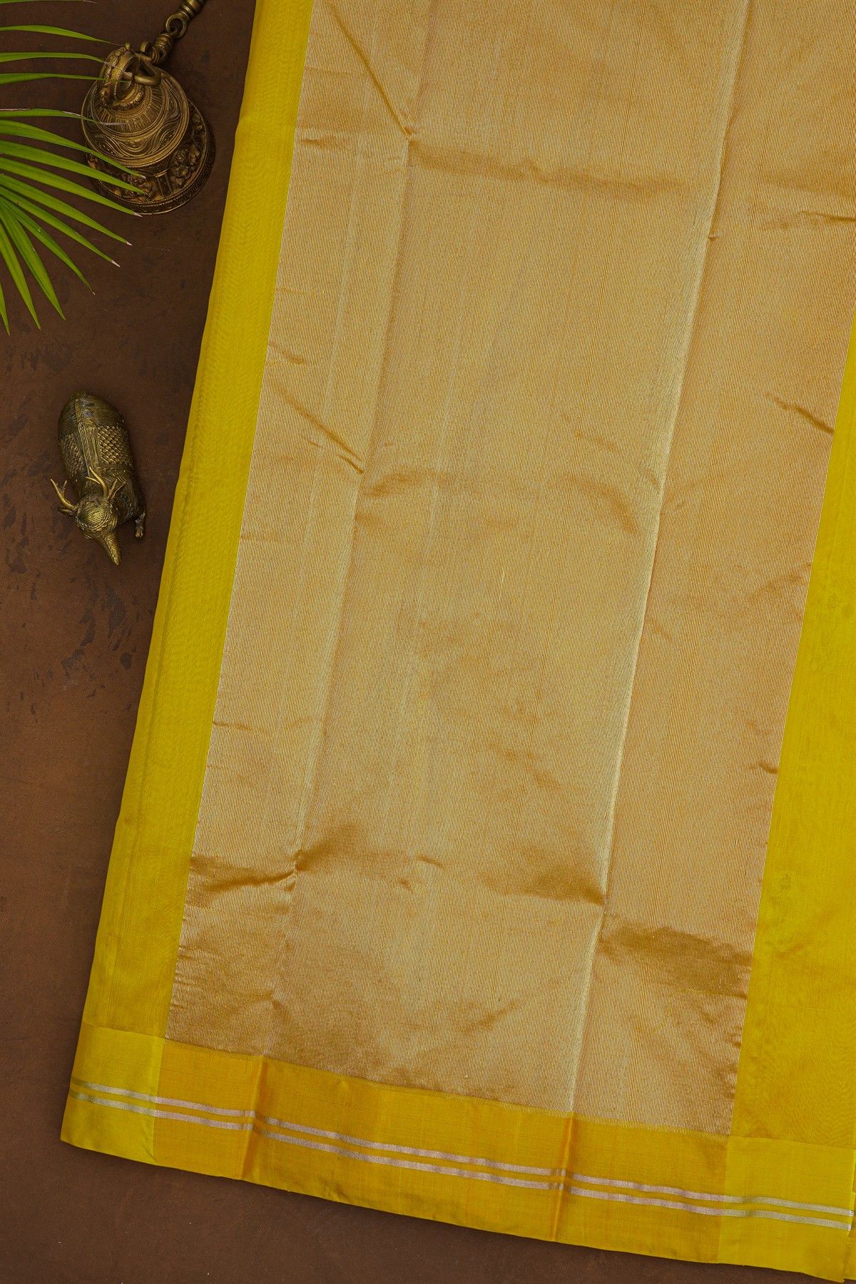 Chanderi Silk Yellow Saree With Floral Buttis Body