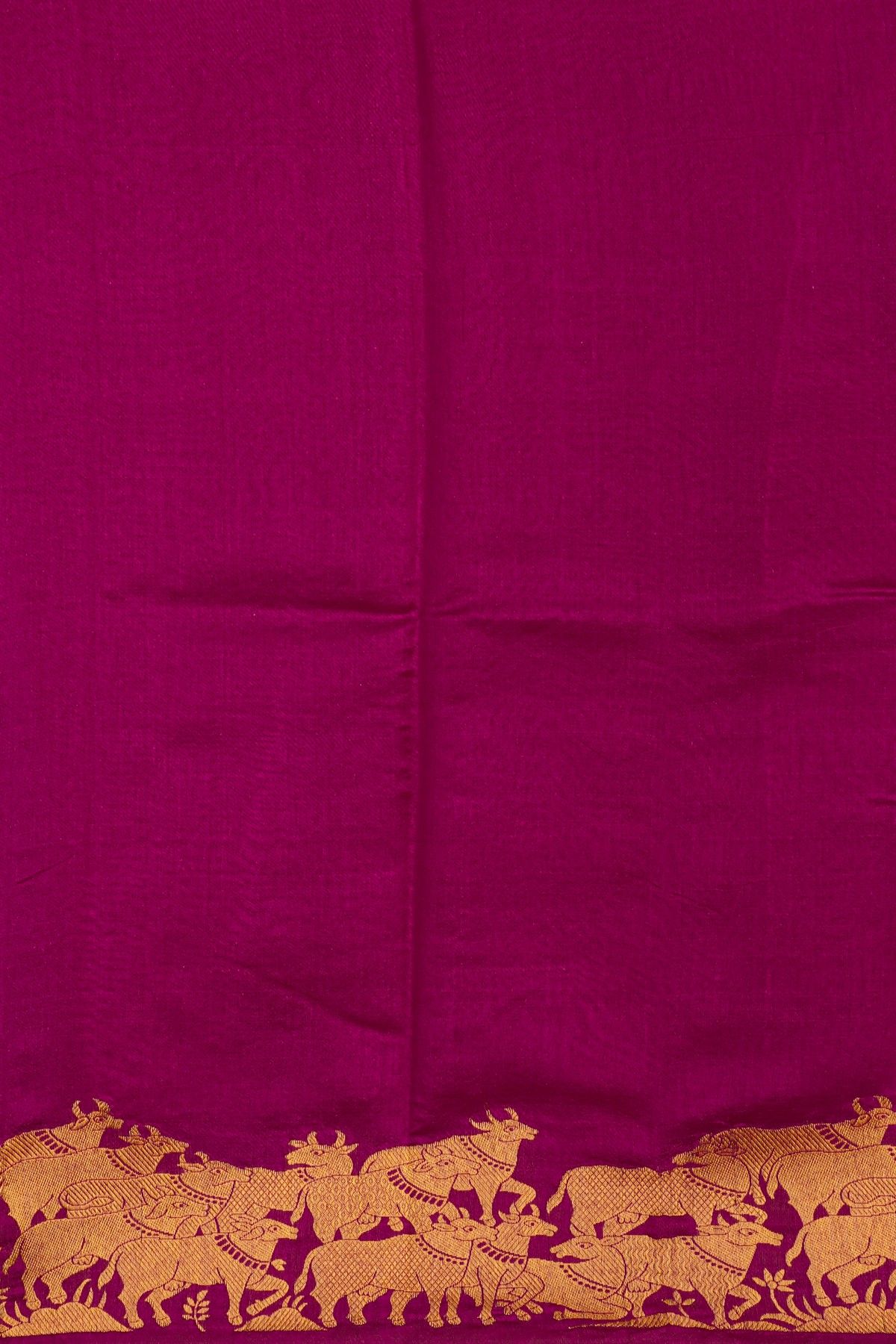 Chanderi Silk Purple Saree With Pichwai Cows Border
