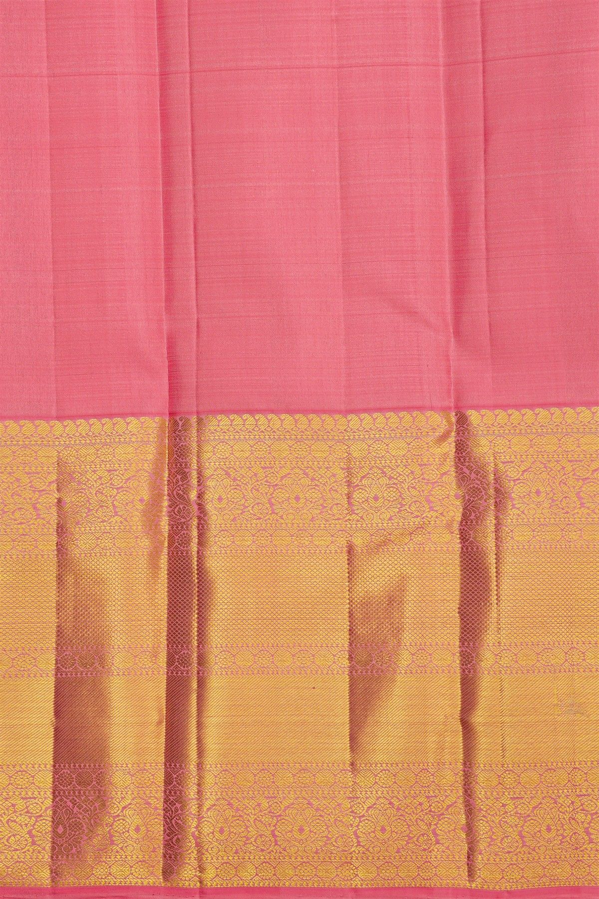 Kancheepuram Silk Baby Pink Saree With Big Body Butta And Long Border