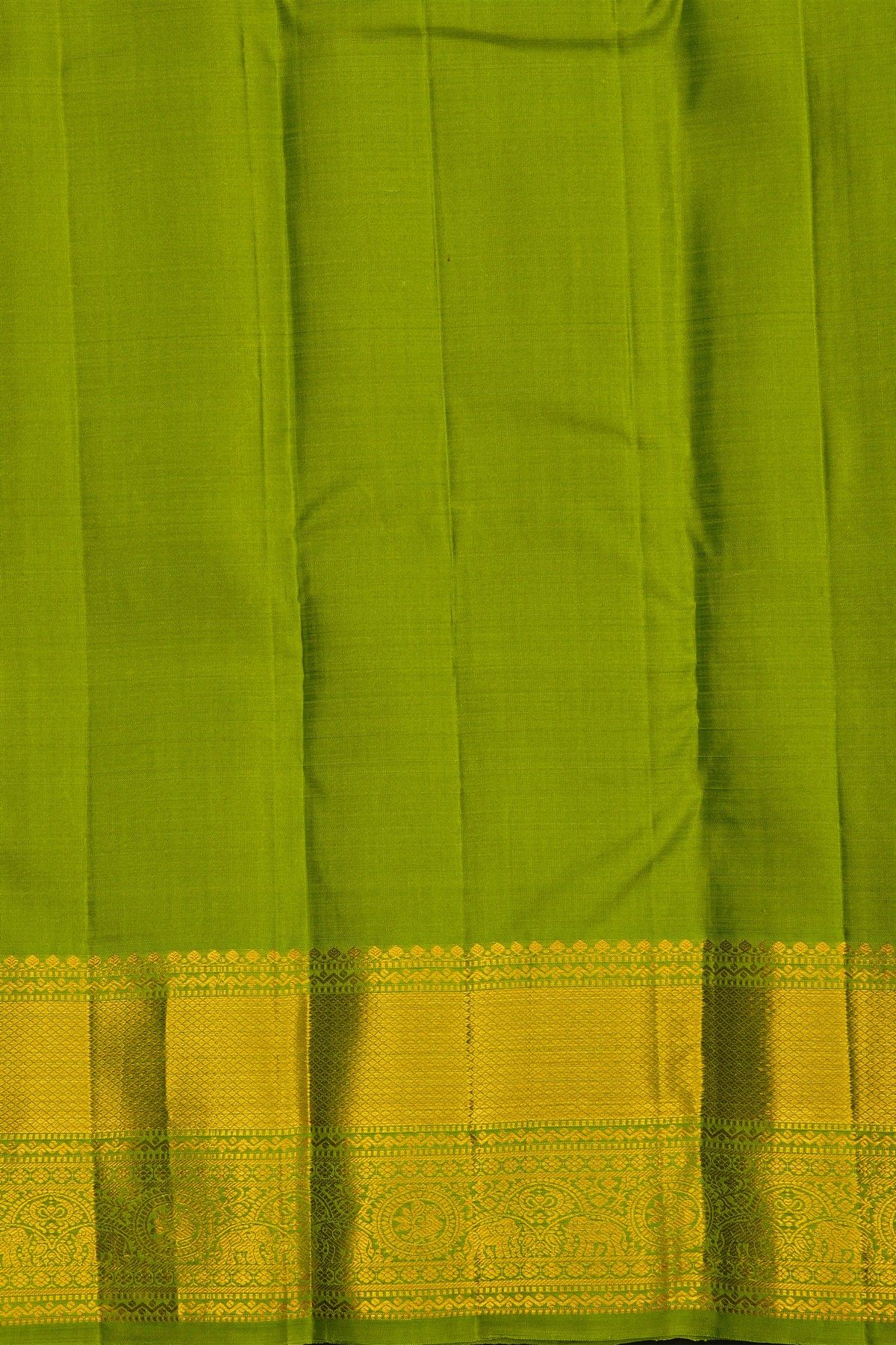 Kancheepuram Silk Parrot Green Saree With Zari Checked Body And Self Border