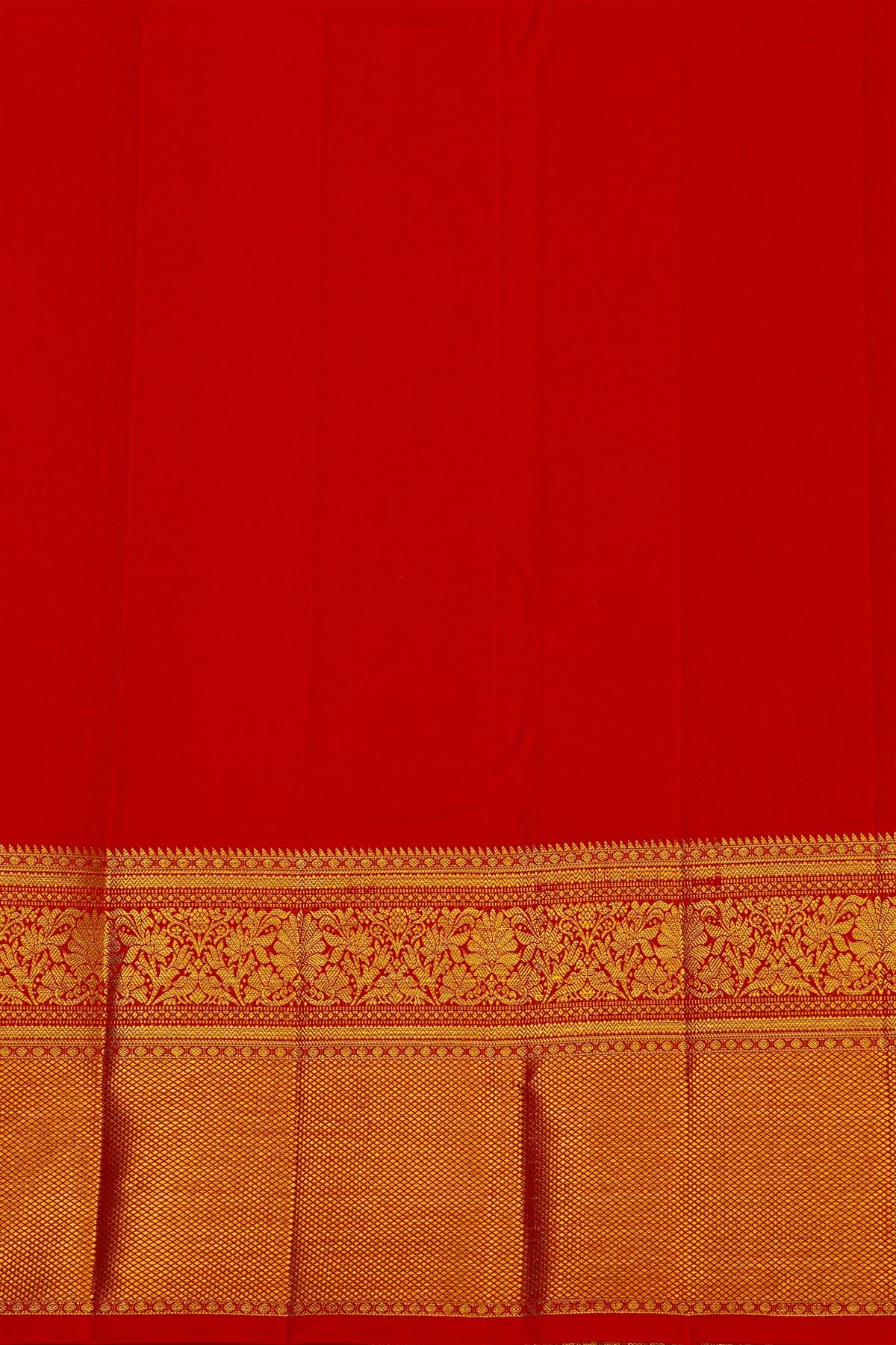 Kancheepuram Bridal Silk Red Saree With All Over Zari Jaal Self Border
