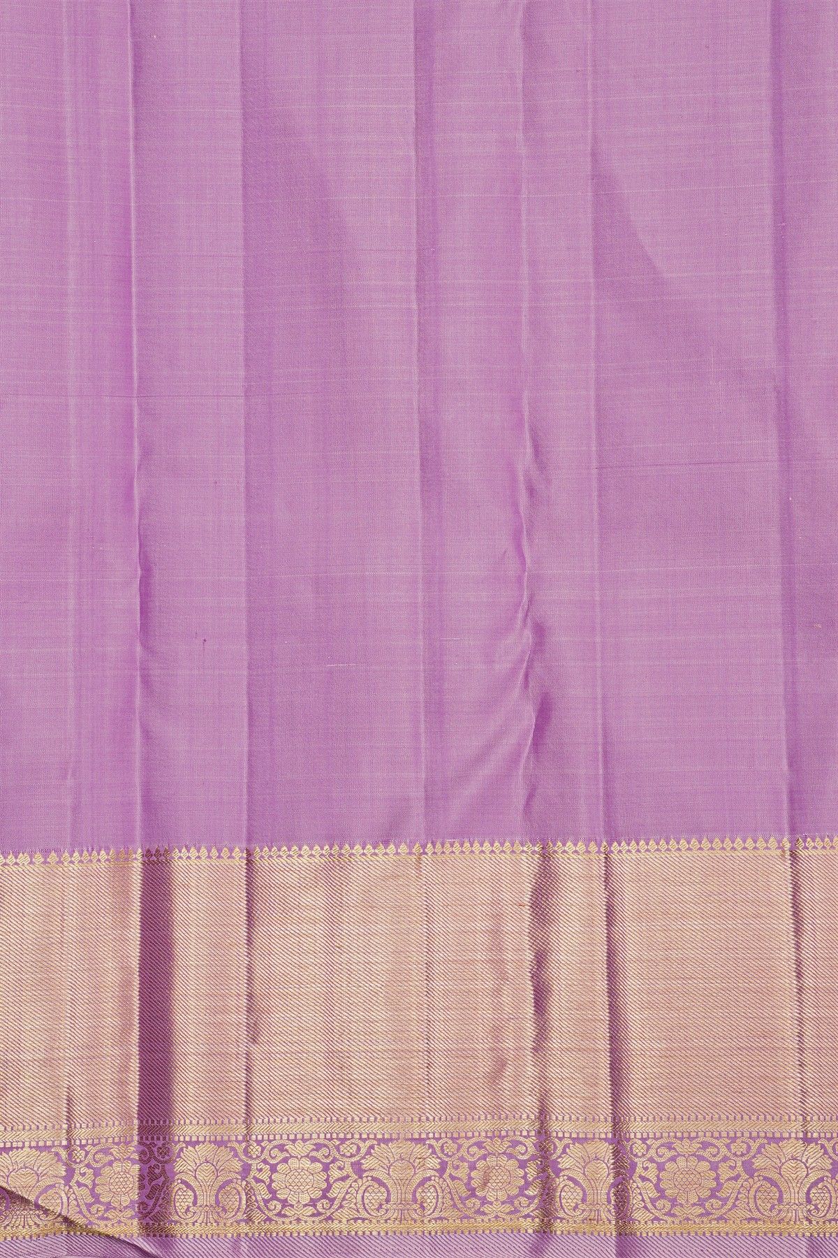 Kancheepuram Silk Lavender Saree WIth Silver And Gold Elephants