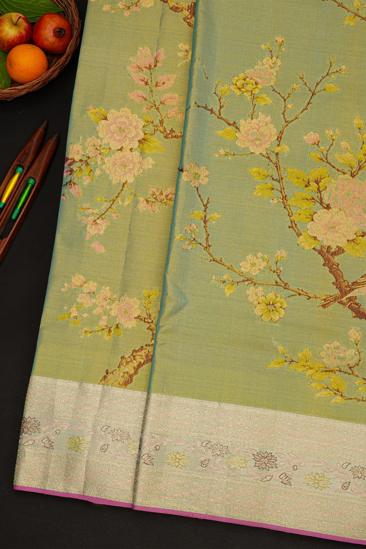 Kancheepuram Silk Light Green Saree With Designer Digital Weaving