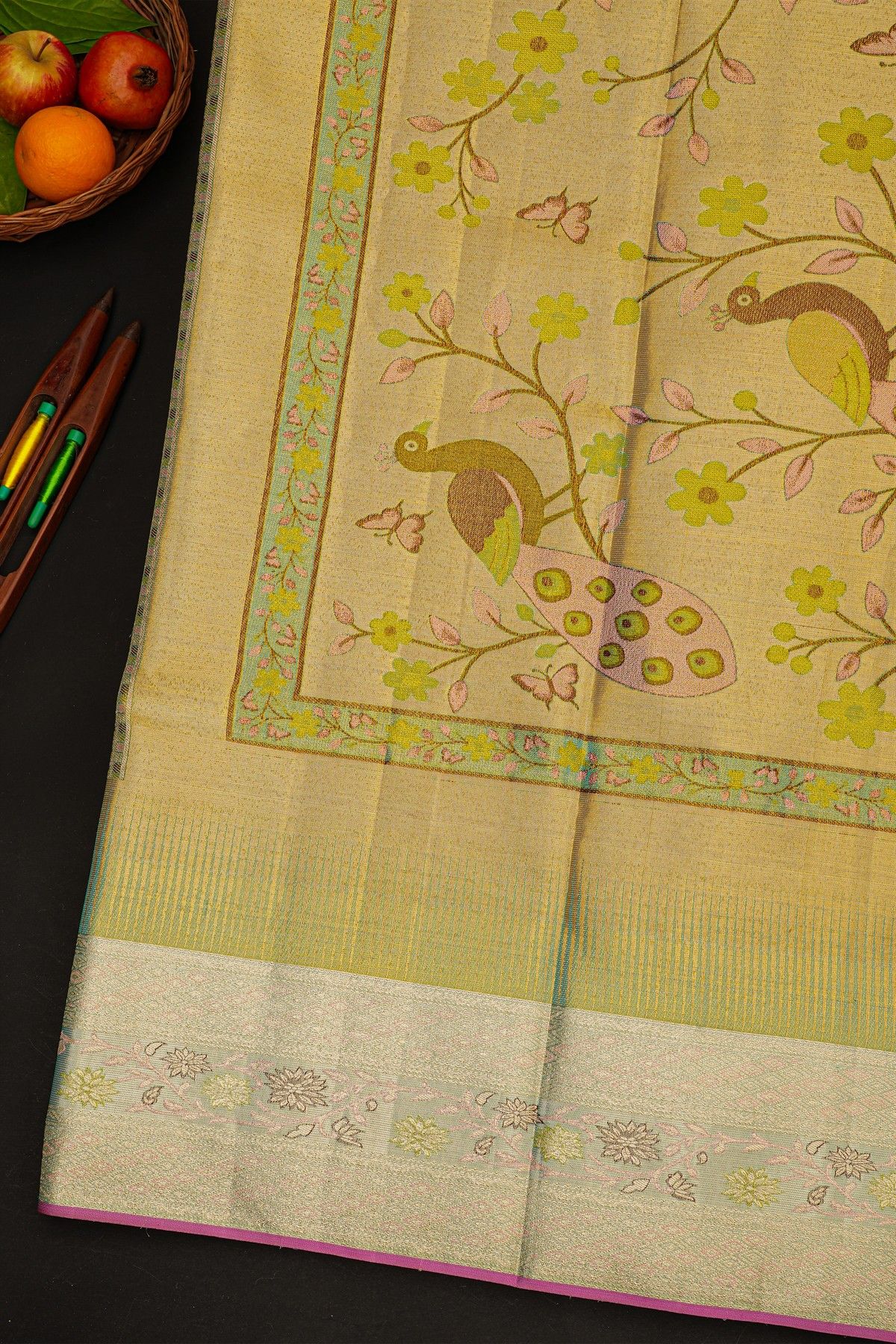 Kancheepuram Silk Light Green Saree With Designer Digital Weaving