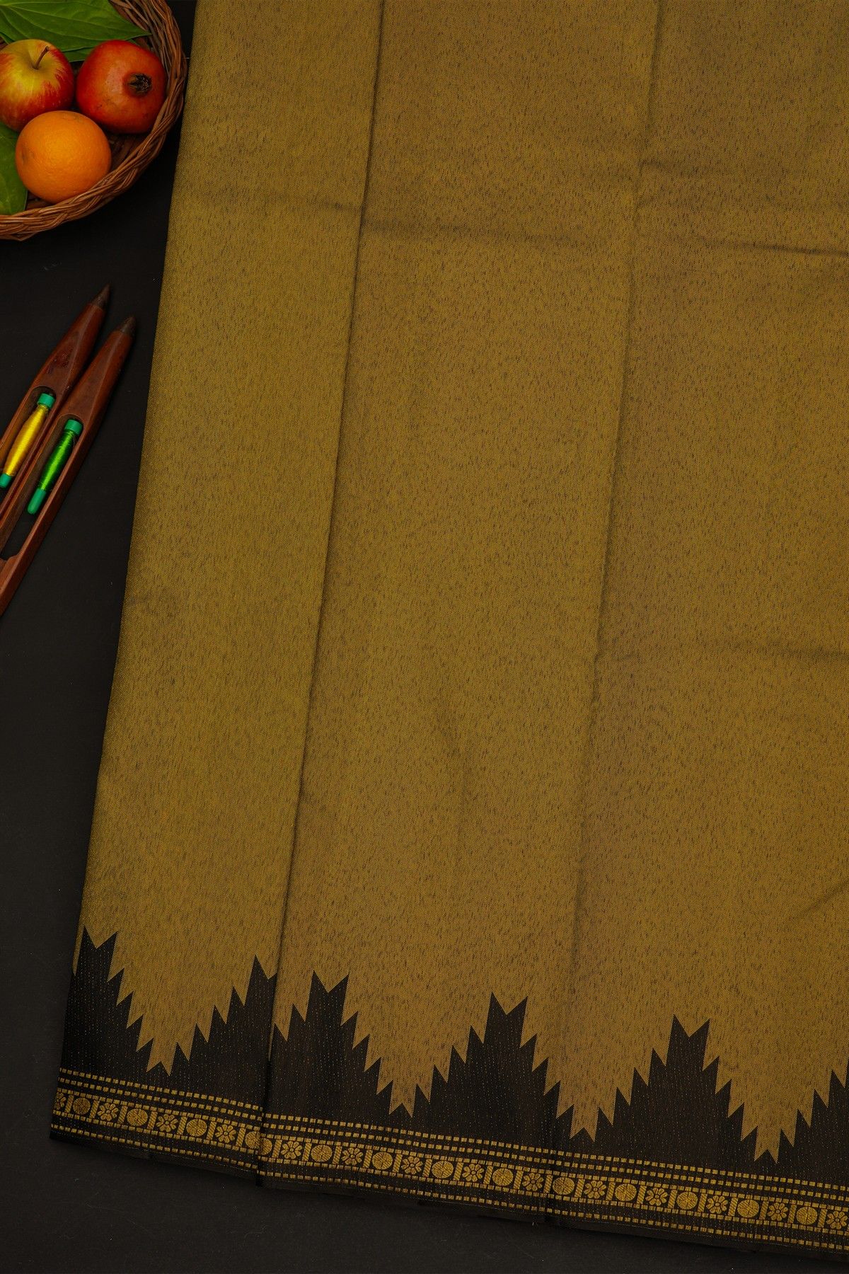 Kancheepuram Silk Dual Colour Saree With Kaddi Mat Finish Body And Self Temple Border