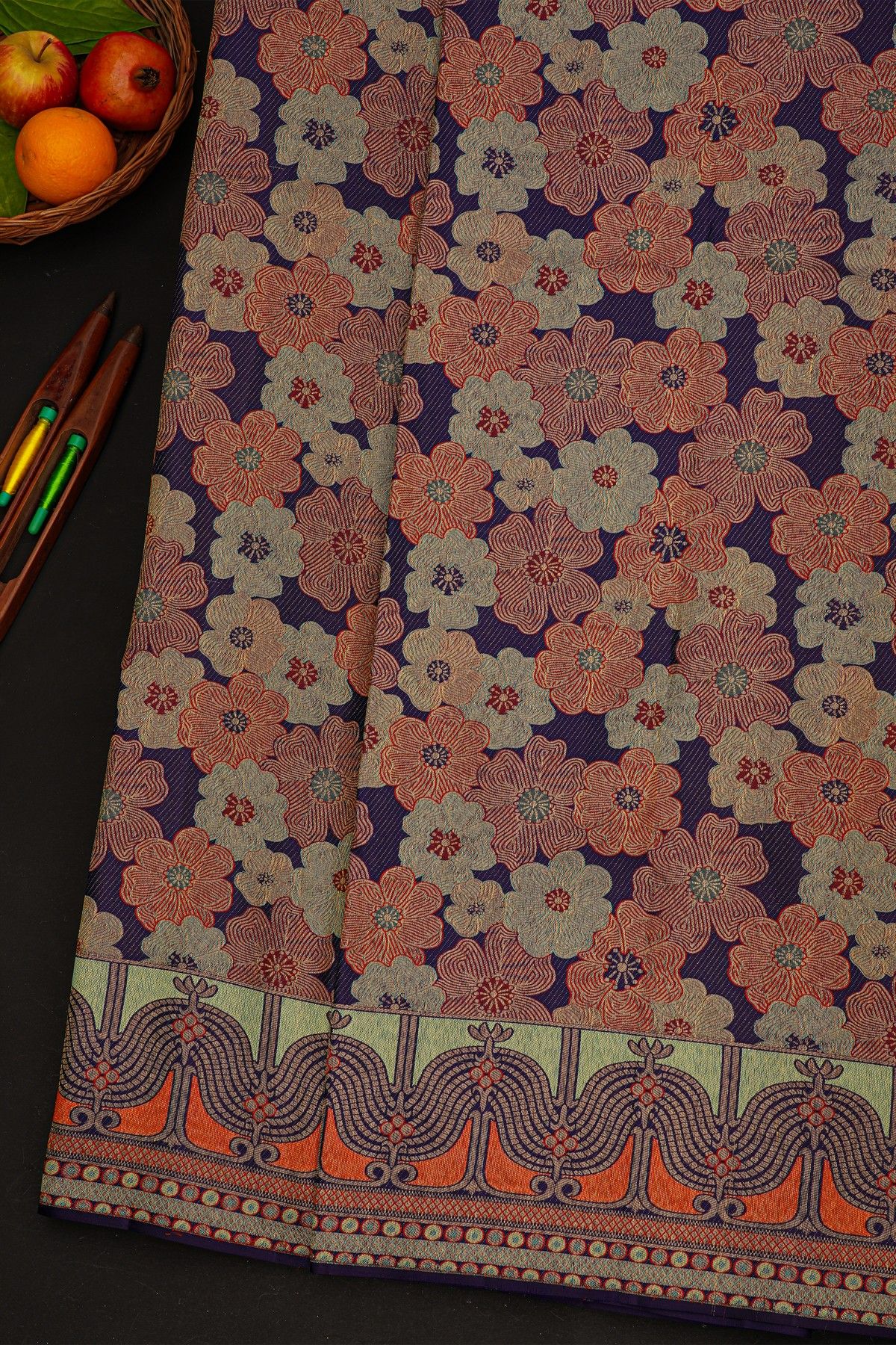 Kancheepuram Silk Purple Saree With Designer Meenakari Body