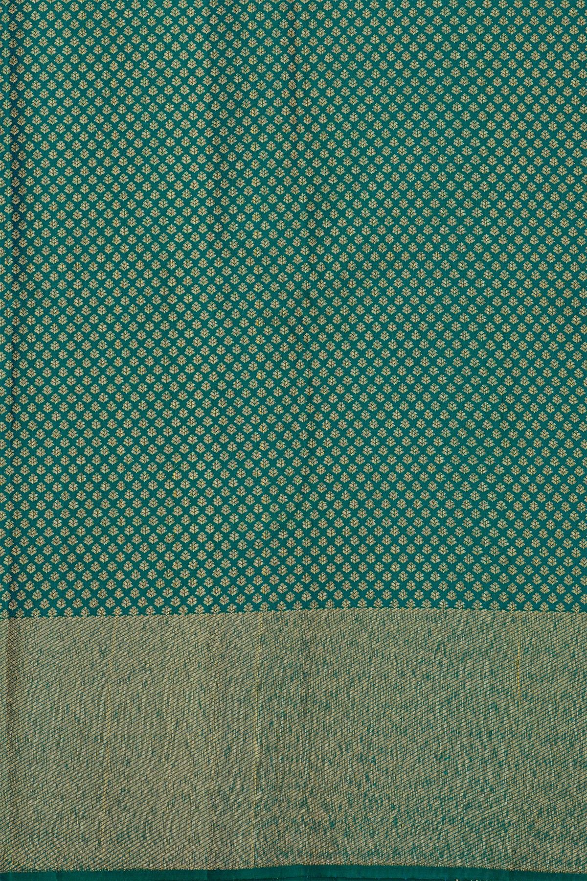 Kancheepuram Silk Rama Green Saree With Gold Zari Weaving
