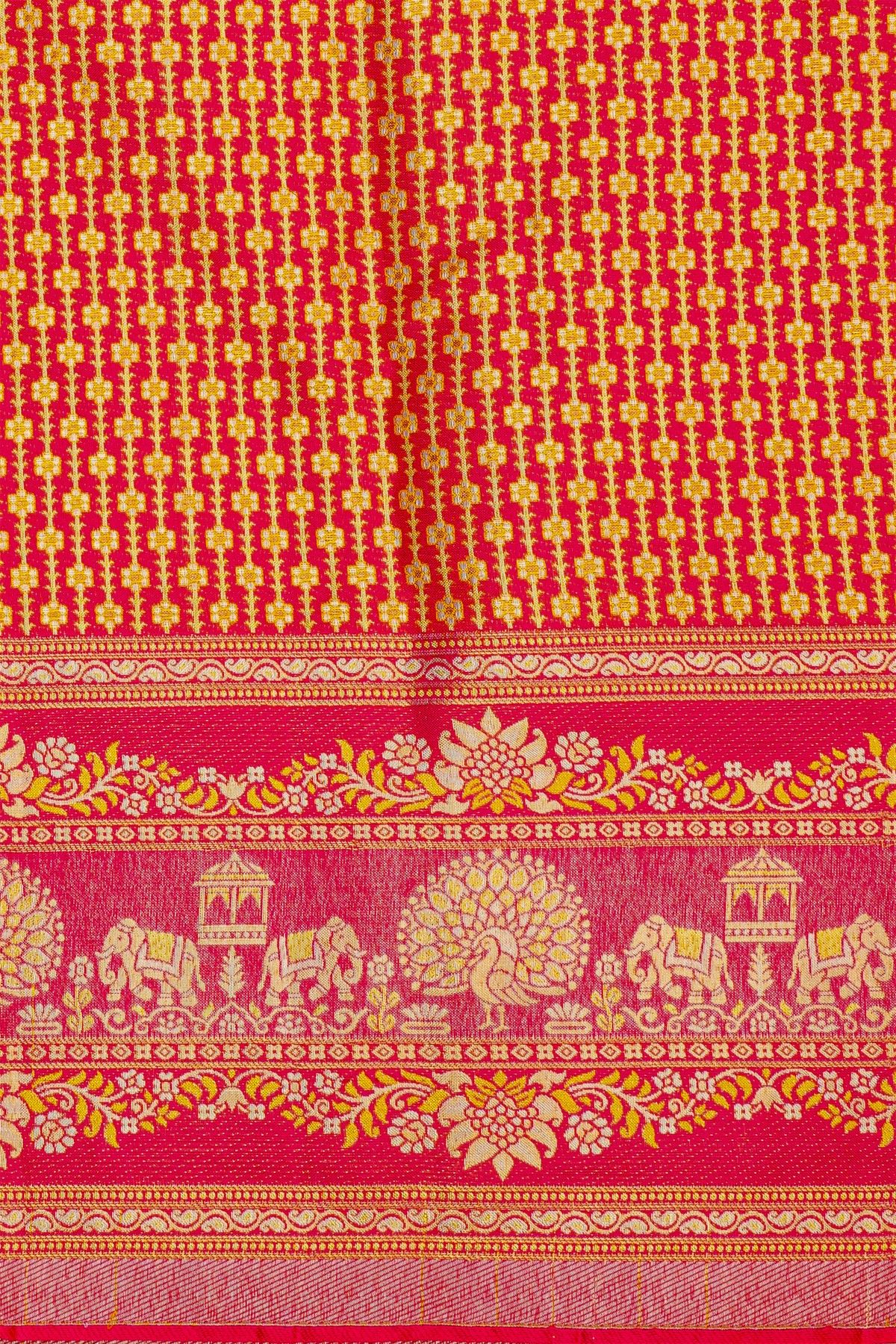 Kancheepuram Silk Baby Pink Saree With Meenakari Designer