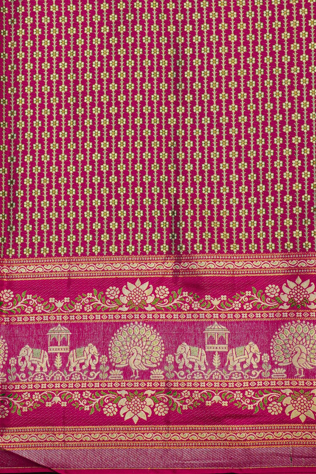 Kancheepuram Silk Yellow Saree With Meenakari In Body And Border