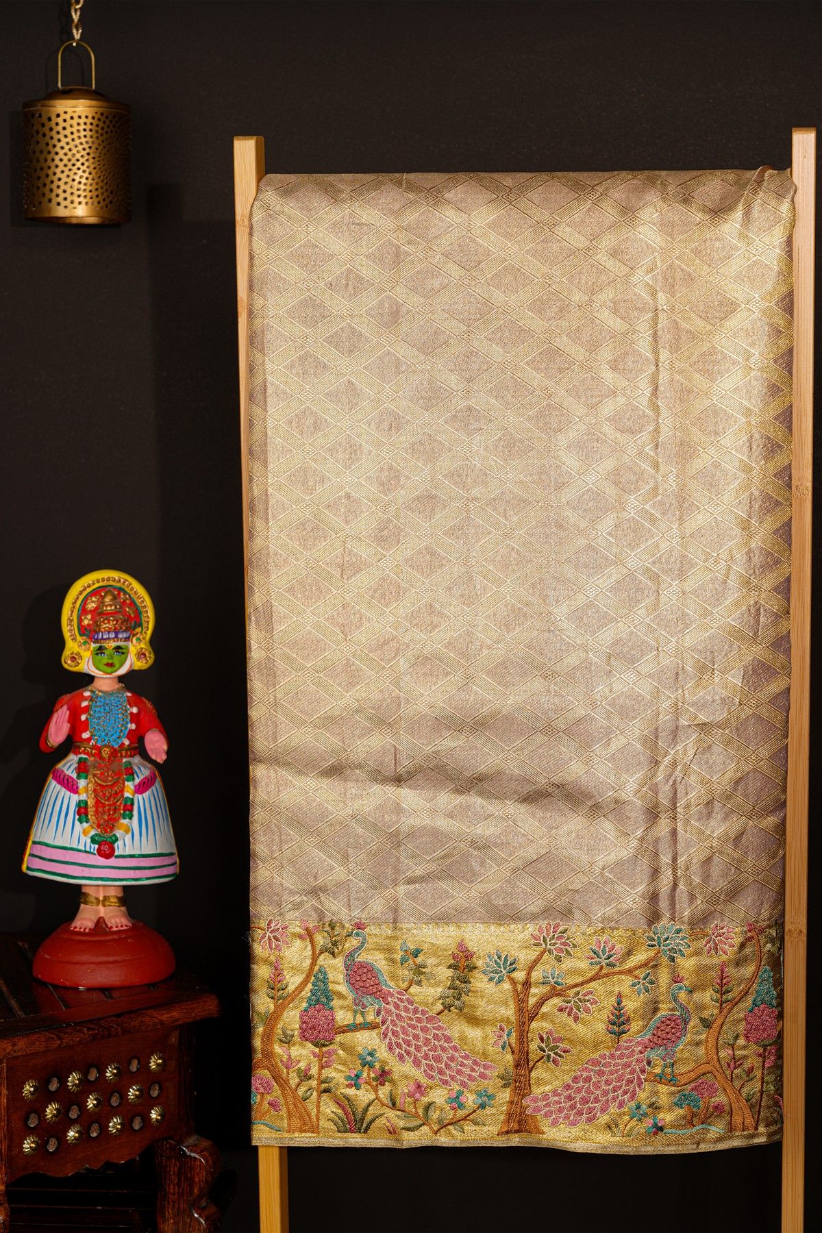 Fusion Kancheepuram Tissue Gold Saree With All Over Zari Weave Body