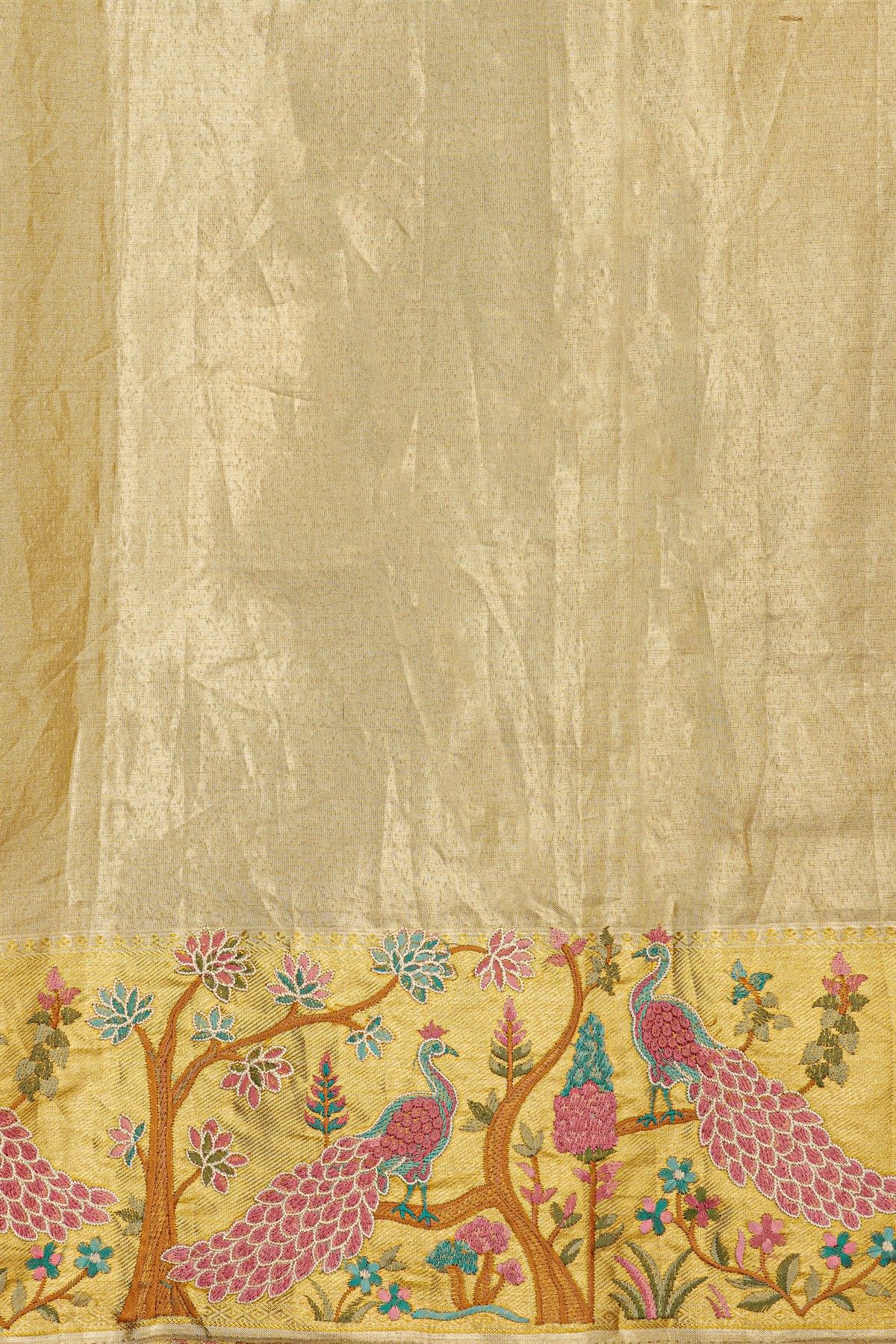 Fusion Kancheepuram Tissue Gold Saree With All Over Zari Weave Body