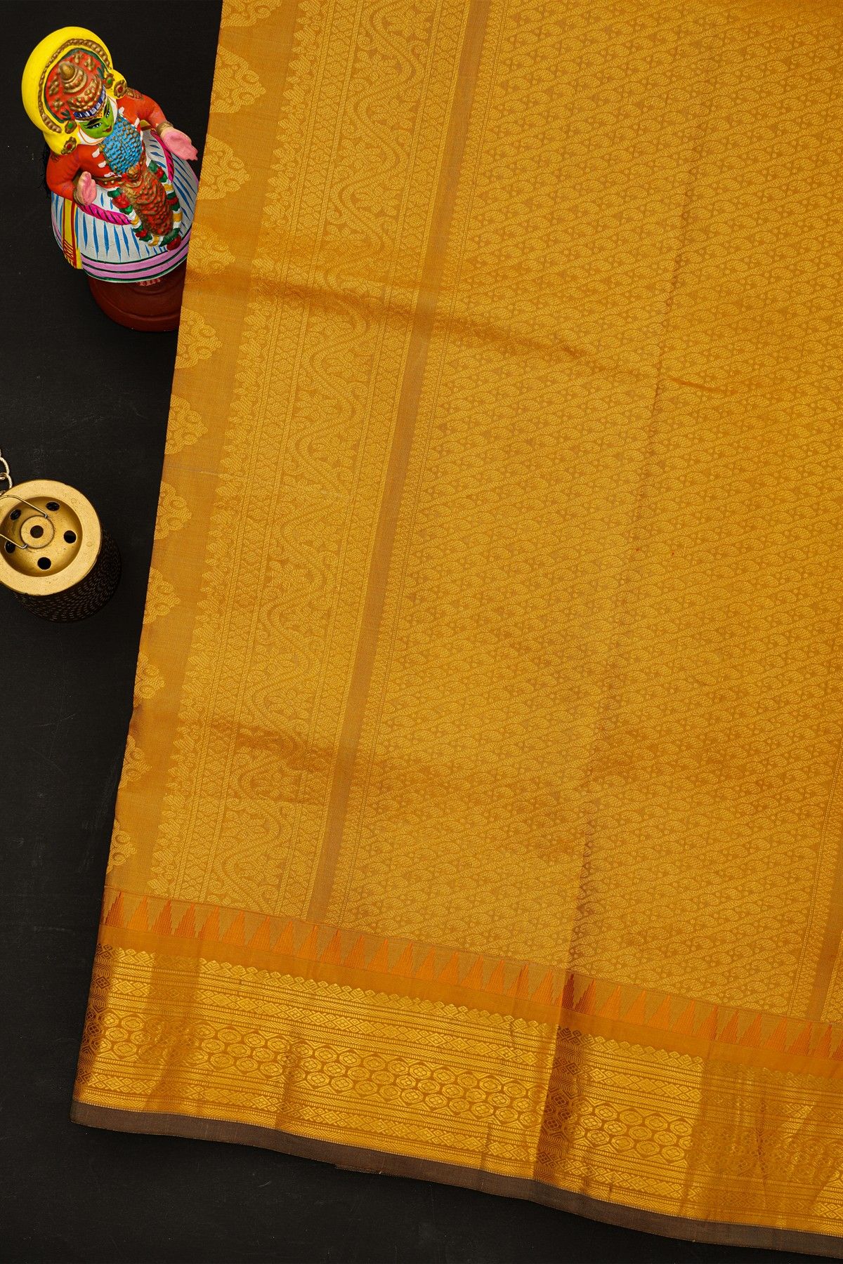 Fusion Kancheepuram Silk Dark Purple Saree With Silk Thread Work Body