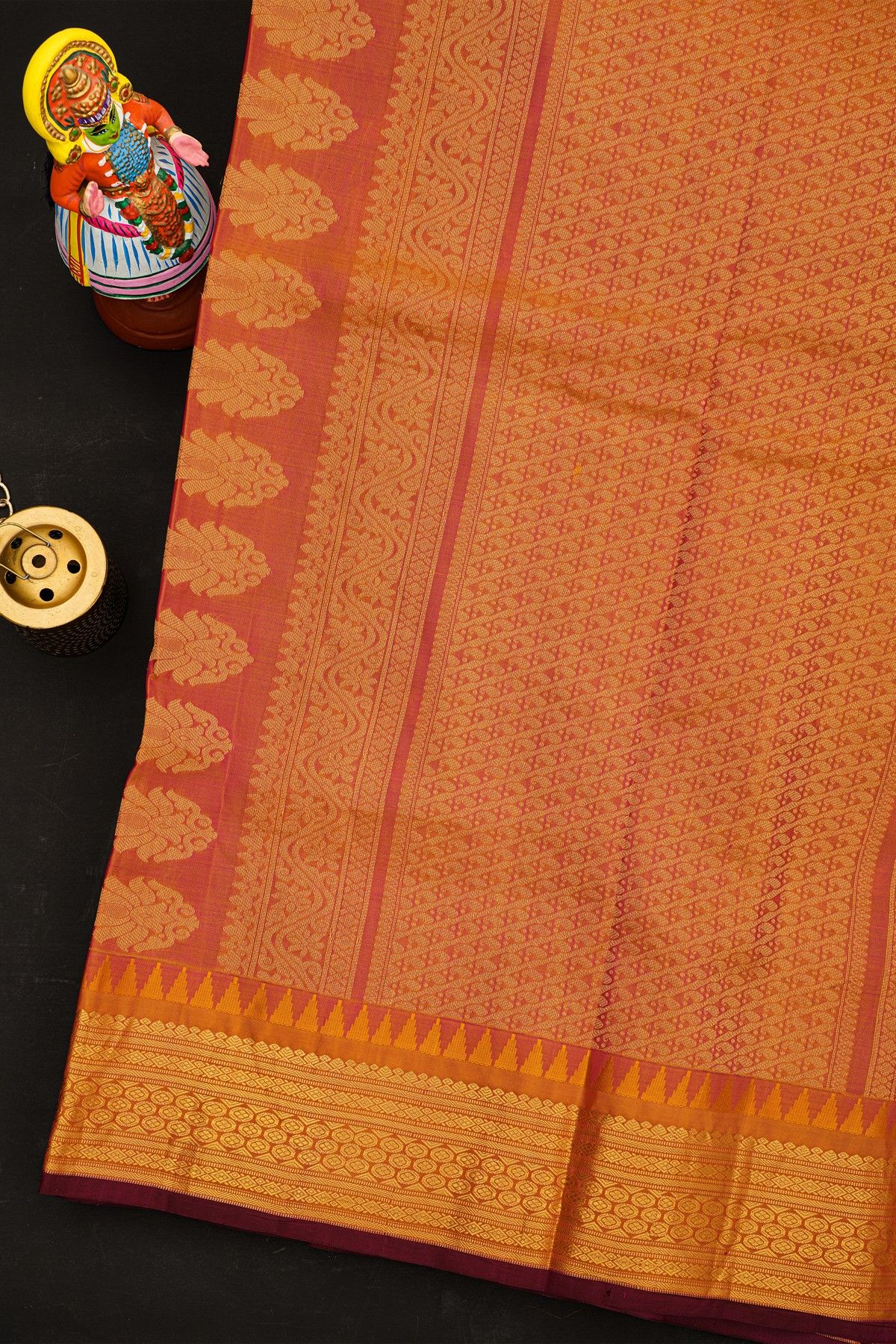Fusion Kancheepuram Silk Black Saree With Silk Thread Work Body