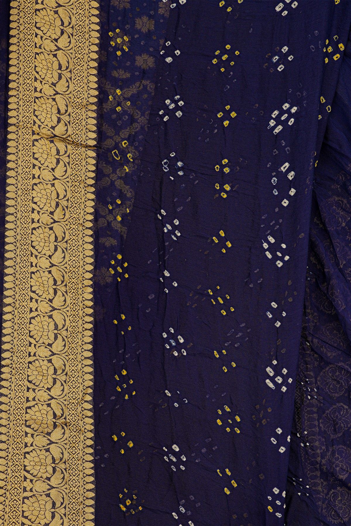 Bandhani Kaddi Georgette Multi-Colour Saree With Bandhani Dots And Florals Body
