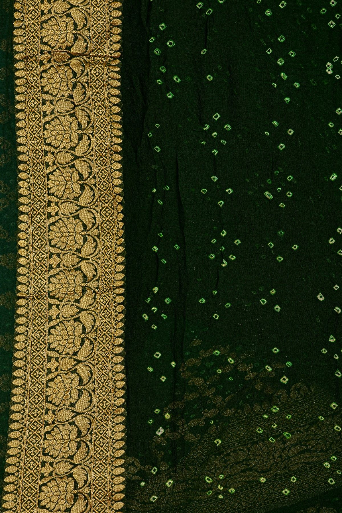 Bandhani Kaddi Georgette Multi-Colour Saree With Bandhani Dots And Florals Body