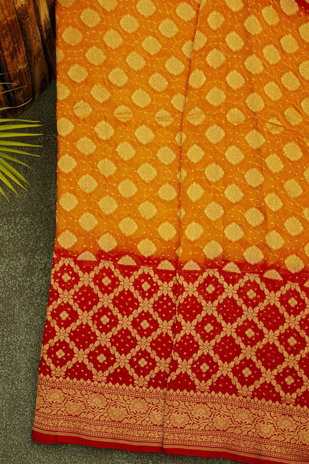 Bandhani Kaddi Georgette Multi-Colour Saree With Bandhani Dots Body