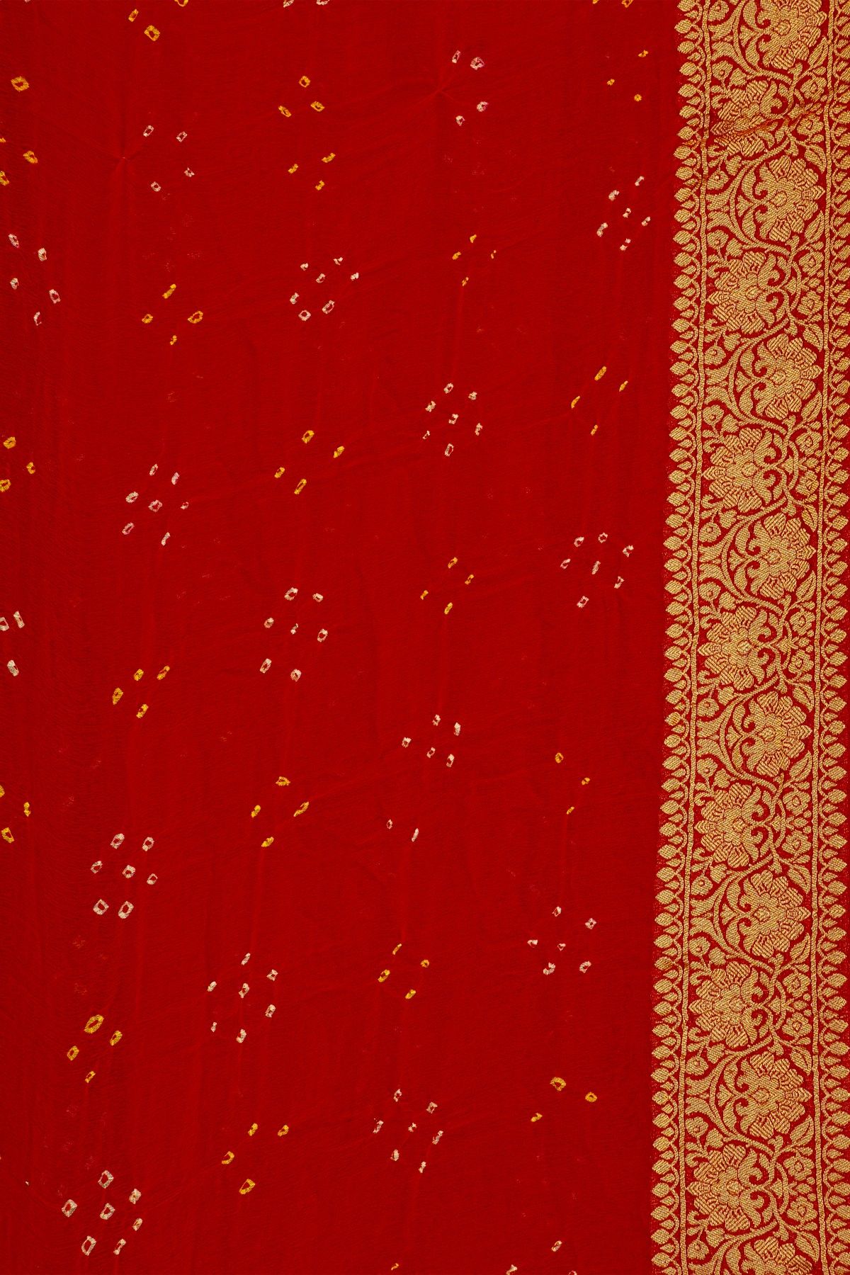 Bandhani Kaddi Georgette Multi-Colour Saree With Bandhani Dots Body
