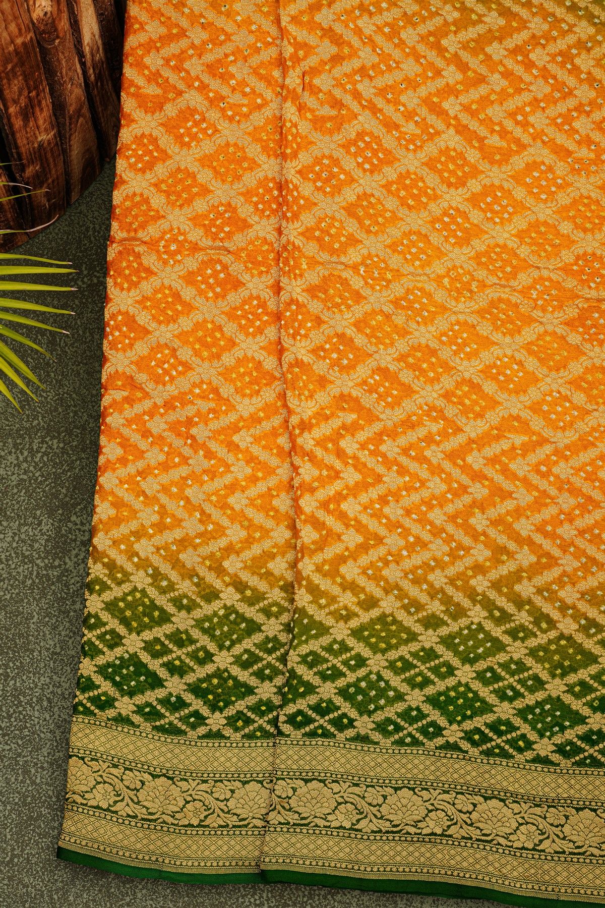 Bandhani Kaddi Georgette Multi-Colour Saree With Bandhani Dots Body