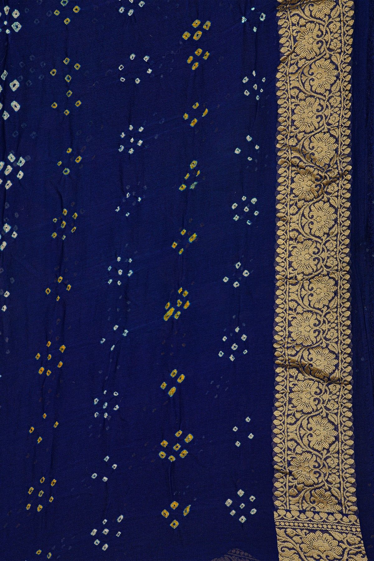 Bandhani Kaddi Georgette Dual Colour Saree With Bandhani Dots Body