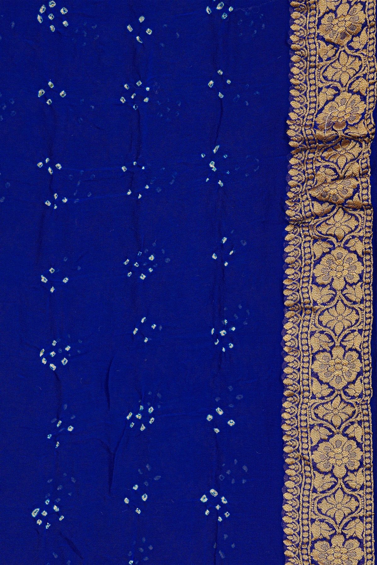 Bandhani Kaddi Georgette Dual Colour Saree With Bandhani Dots And Florals Body