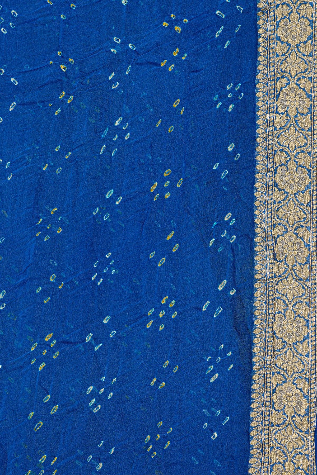 Bandhani Kaddi Georgette Dual Colour Saree With Bandhani Dots And Florals Body