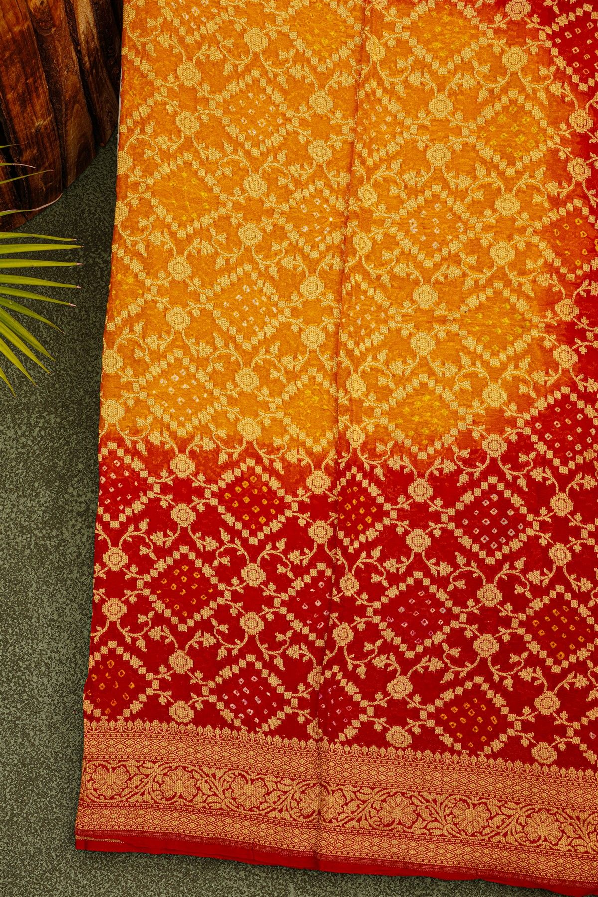 Bandhani Kaddi Georgette Multi-Colour Saree With Bandhani Dots And Florals Body