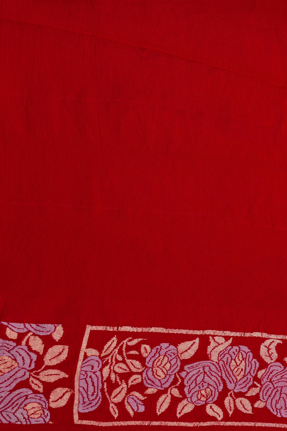 Banarasi Georgette Red Saree With Florals And Leaves Body
