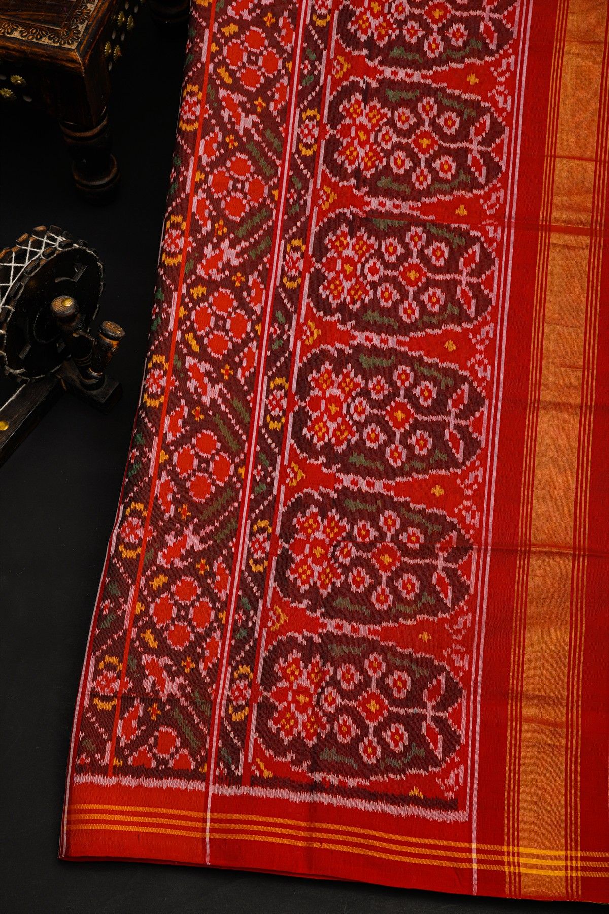 Patola Silk Yellow Saree With All Over Floral Weaving