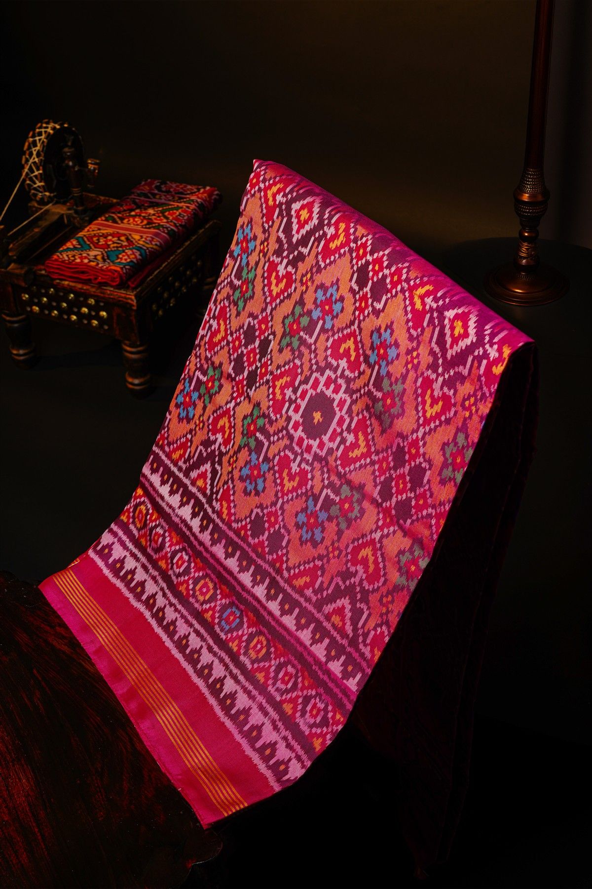 Patola Silk Multi-Colour Saree With All Over Floral Weaving Body