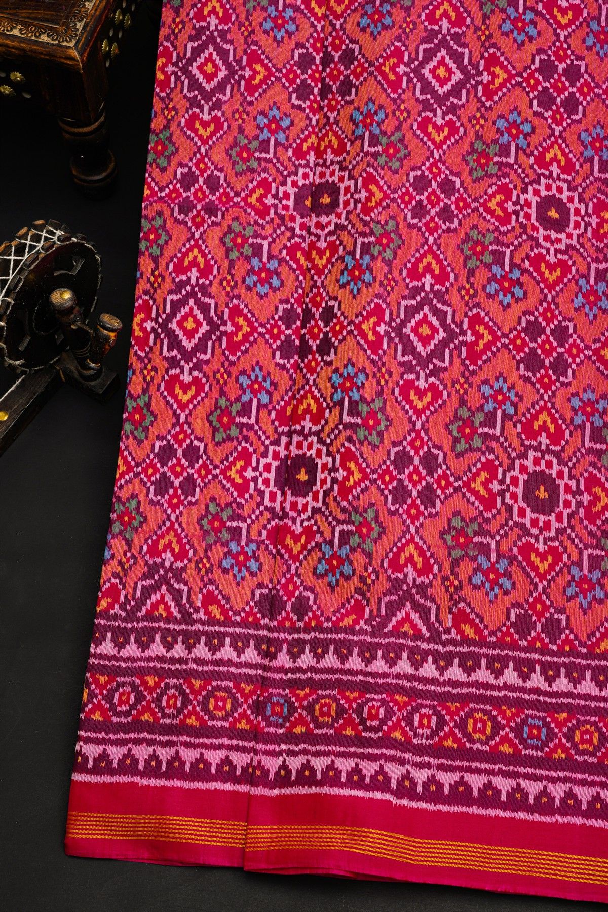 Patola Silk Multi-Colour Saree With All Over Floral Weaving Body
