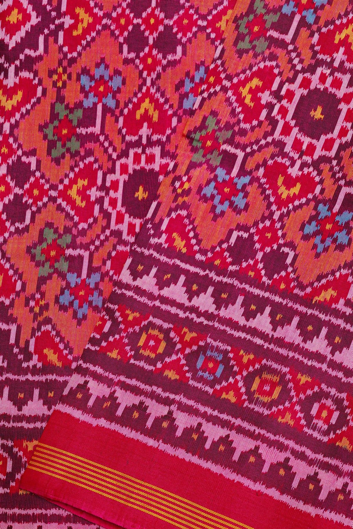 Patola Silk Multi-Colour Saree With All Over Floral Weaving Body