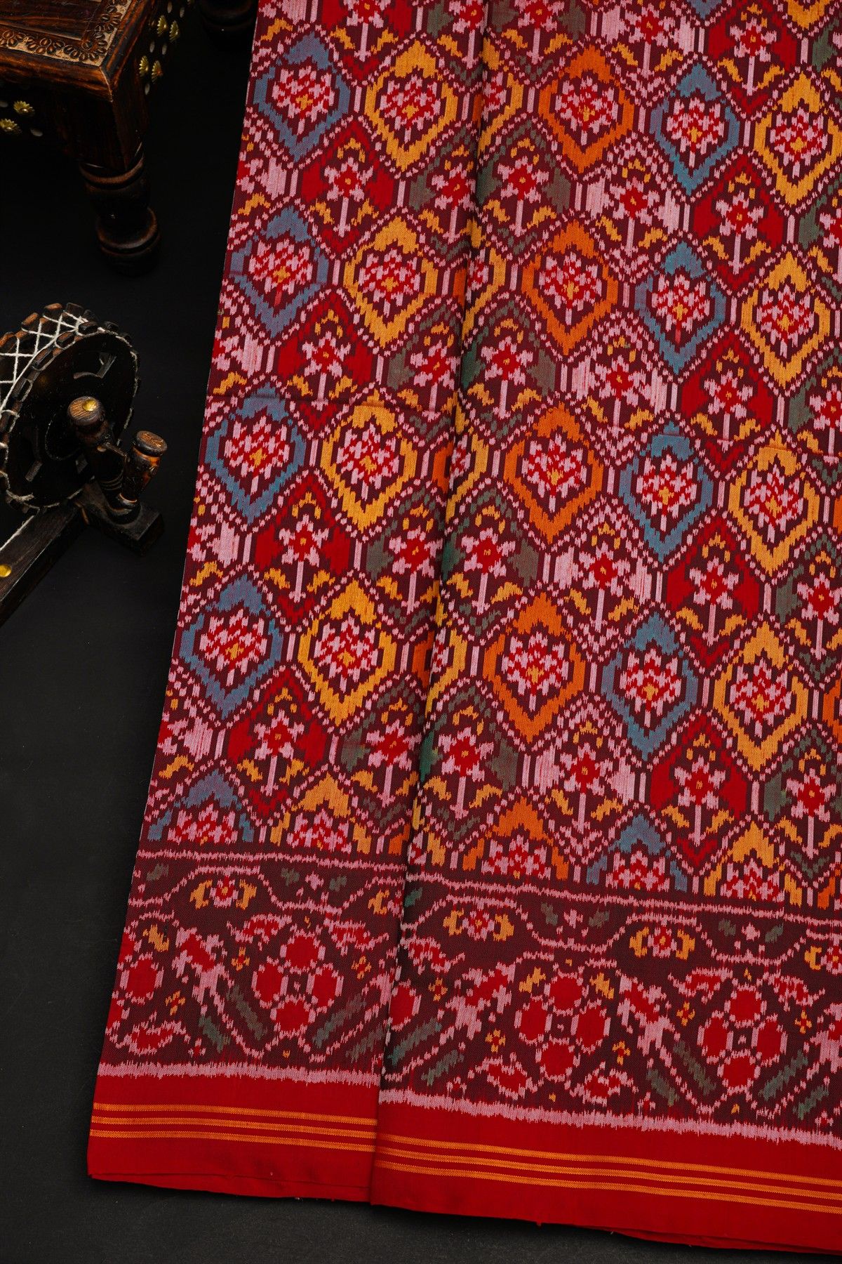 Patola Silk Multi-Colour Saree With All Over Floral Weaving