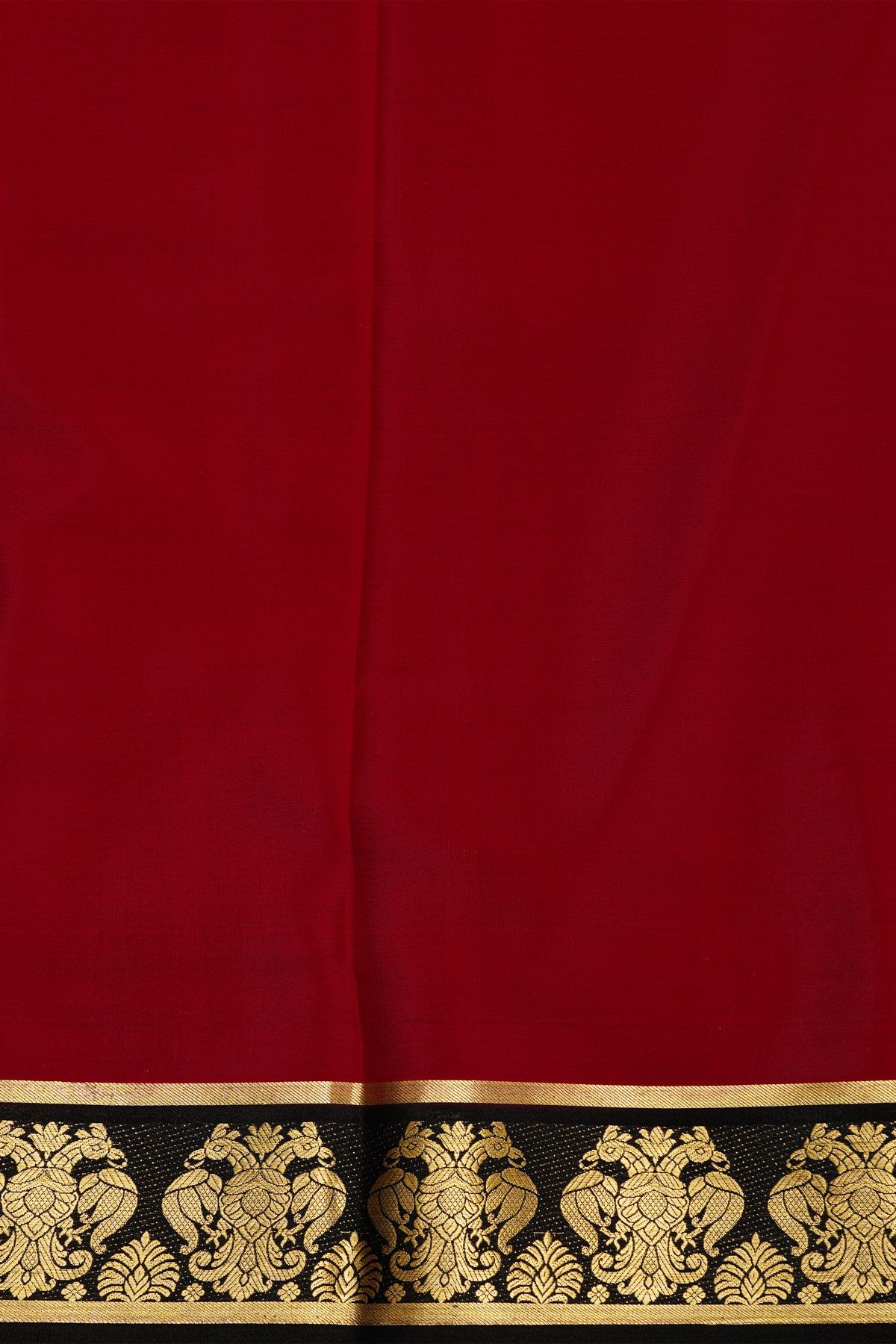 Mysore Crepe Maroon Saree With Floral Yali Border