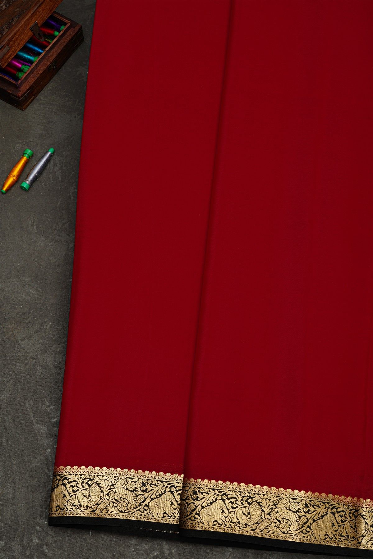 Mysore Crepe Maroon Saree
