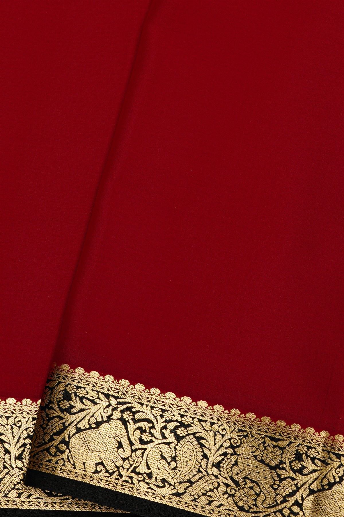Mysore Crepe Maroon Saree