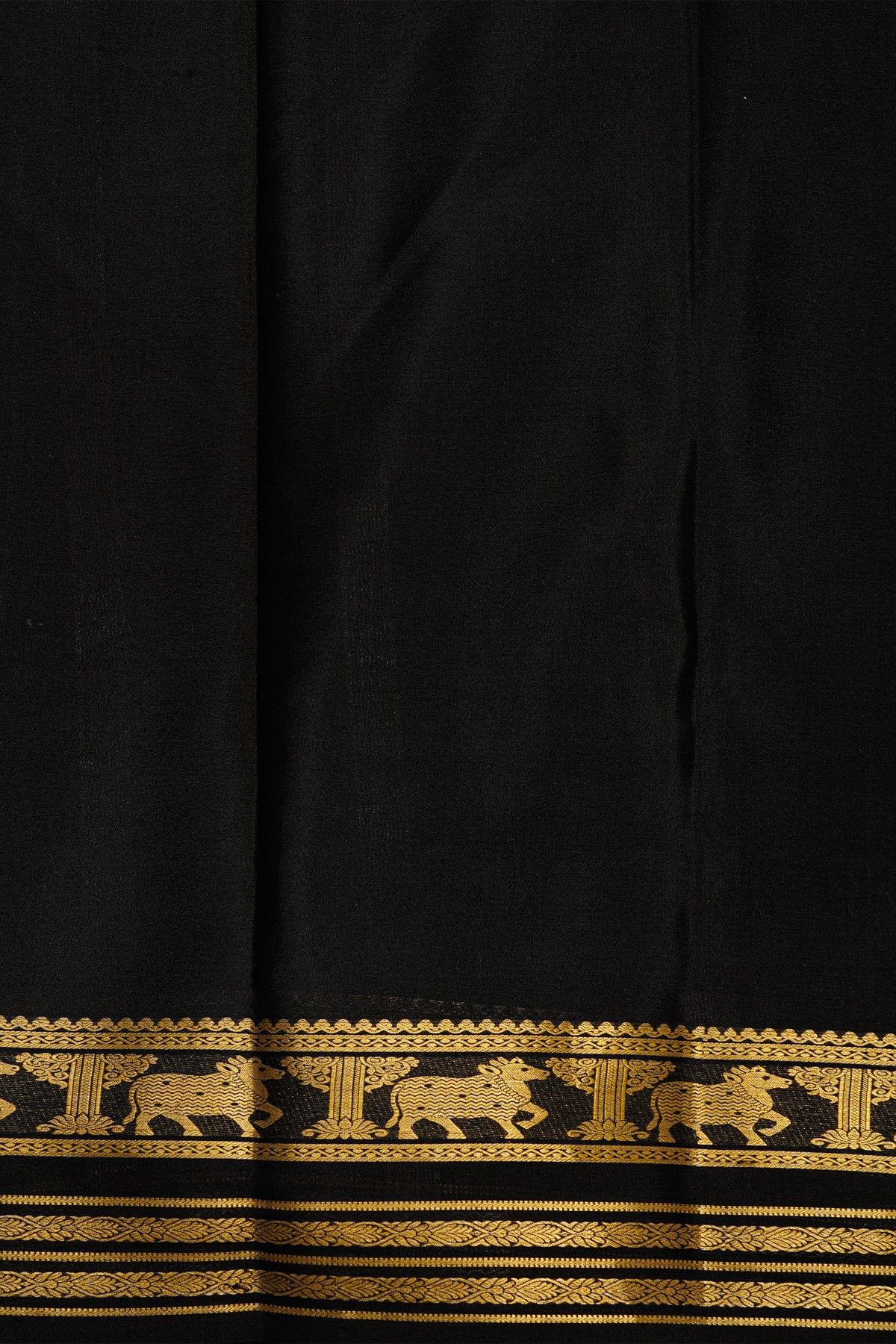 Mysore Crepe Maroon Saree With Florals And Pichwai Cows Border