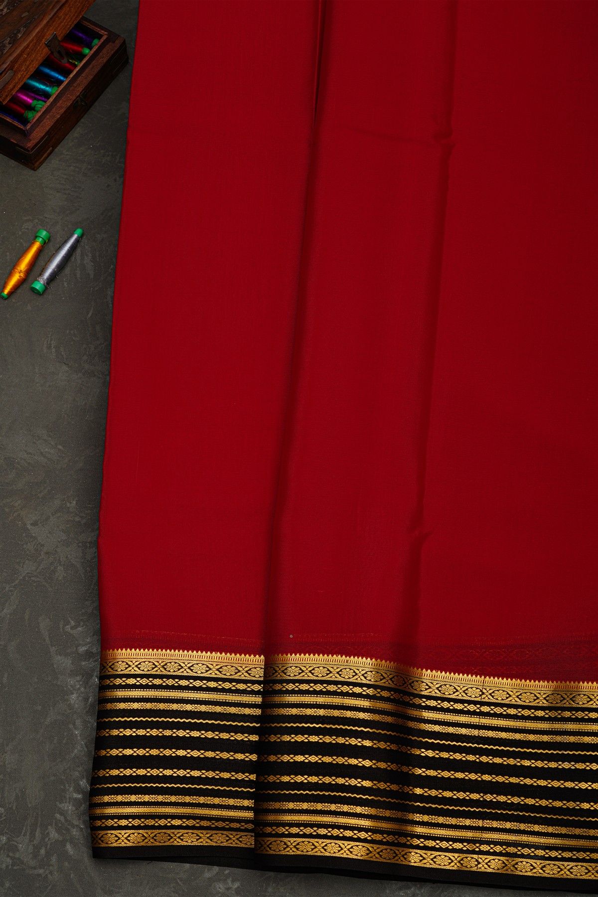 Mysore Crepe Maroon Saree